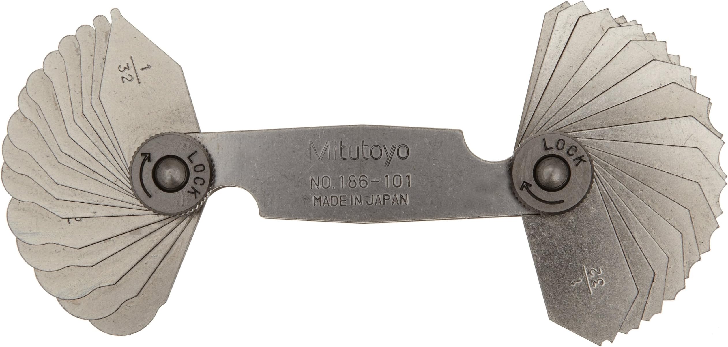 Mitutoyo186-101, Radius Gage Set, 15 Pairs of Leaves, 1/32