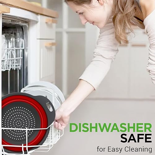 Miniatura 6 de NutriChef Juego de 3 coladores plegables redondos de silicona para cocina, 2 unidades de 4 cuartos de galón y 1 colador de 2 cuartos de galón,