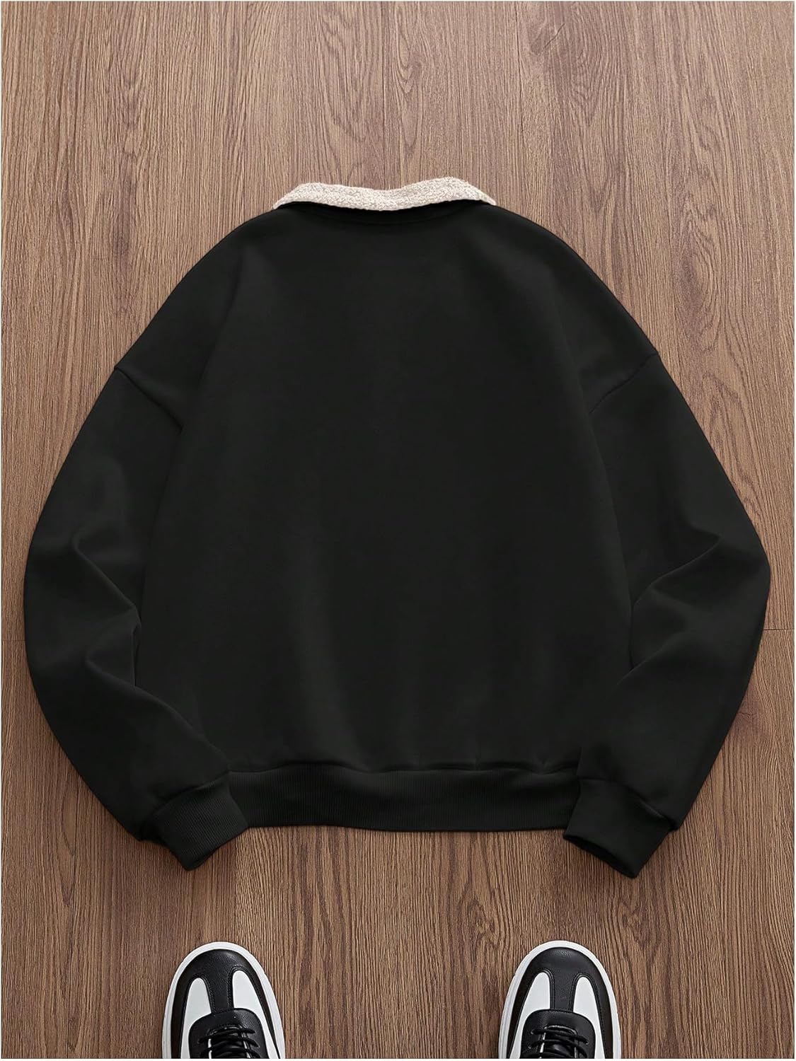 SOLY HUX Men's Letter Embroidery Sweatshirt Long Sleeve Collared Button Pullover Tops Streetwear - Image 2