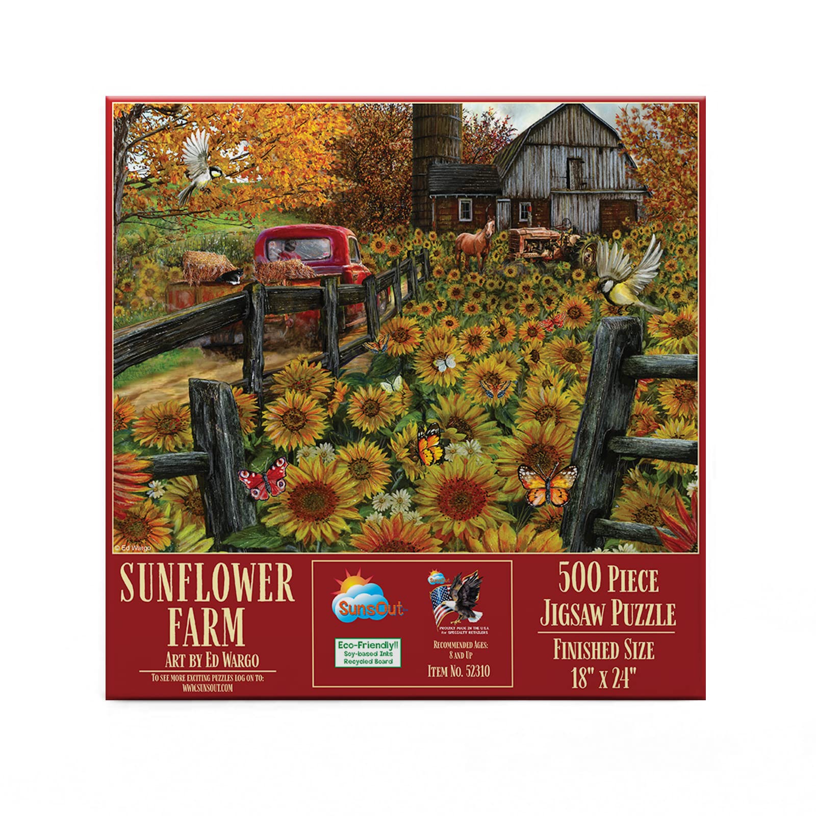 SUNSOUT INCSunflower Farm - 500 pc Jigsaw Puzzle by Artist: Ed Wargo - Finished Size 18" x 24" - MPN# 52310