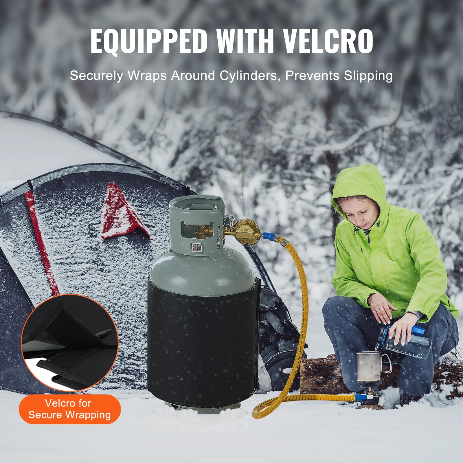 VEVOR Manta Calefactora para Tanque de Propano Cubierta Aislada de 120 W para Tanques de Gas de 9-18 kg Termostato Interno Fijo Temperatura Máxima 32,22 °C Tela Oxford Resistente al Agua