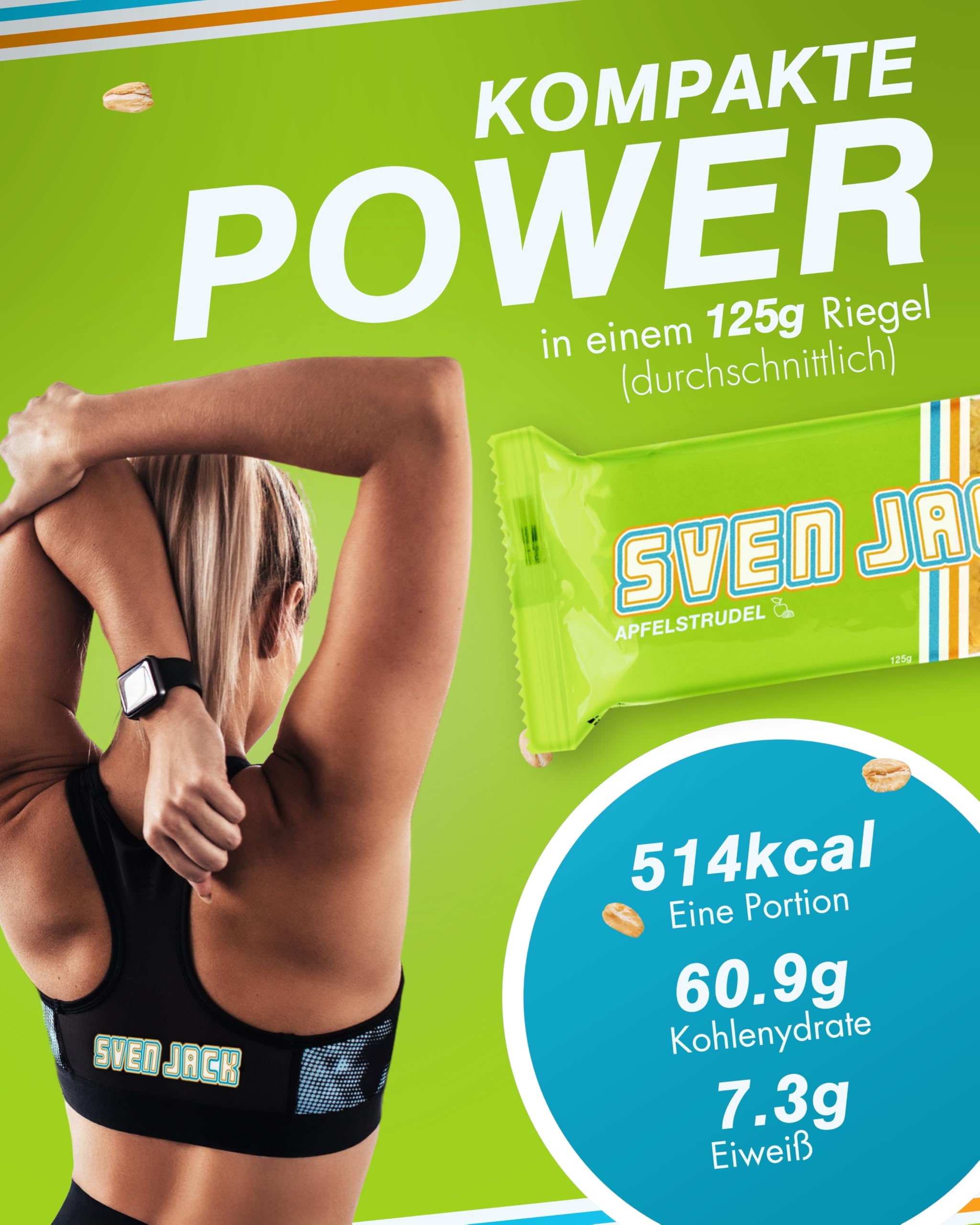 Sven Jack (Energy Cake) BEST OF Haferriegel Mix Box 24x 125g I Original Haferflocken Energieriegel I Vegane Haferriegel I Langkettige Kohlenhydrate & wenig Zucker I Fitness Riegel I Müsliriegel