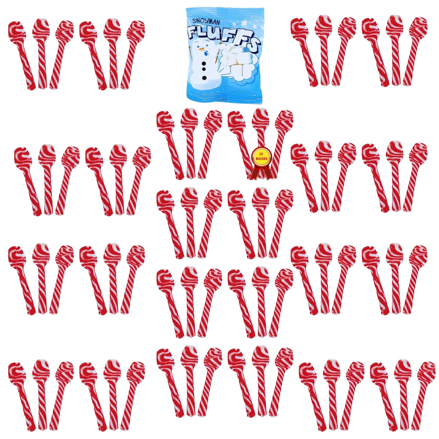 P2P Peppermint Candy Cane Spoons Individually Wrapped Candy Canes With Snowman