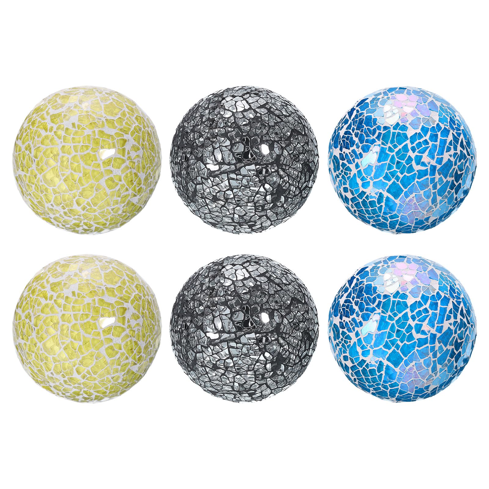 Woration Mosaic Glass Decorative Balls - 2.56 Inch Silver Mirror Orbs For Centerpieces, Bowls, Vases & Table Decor - View #2