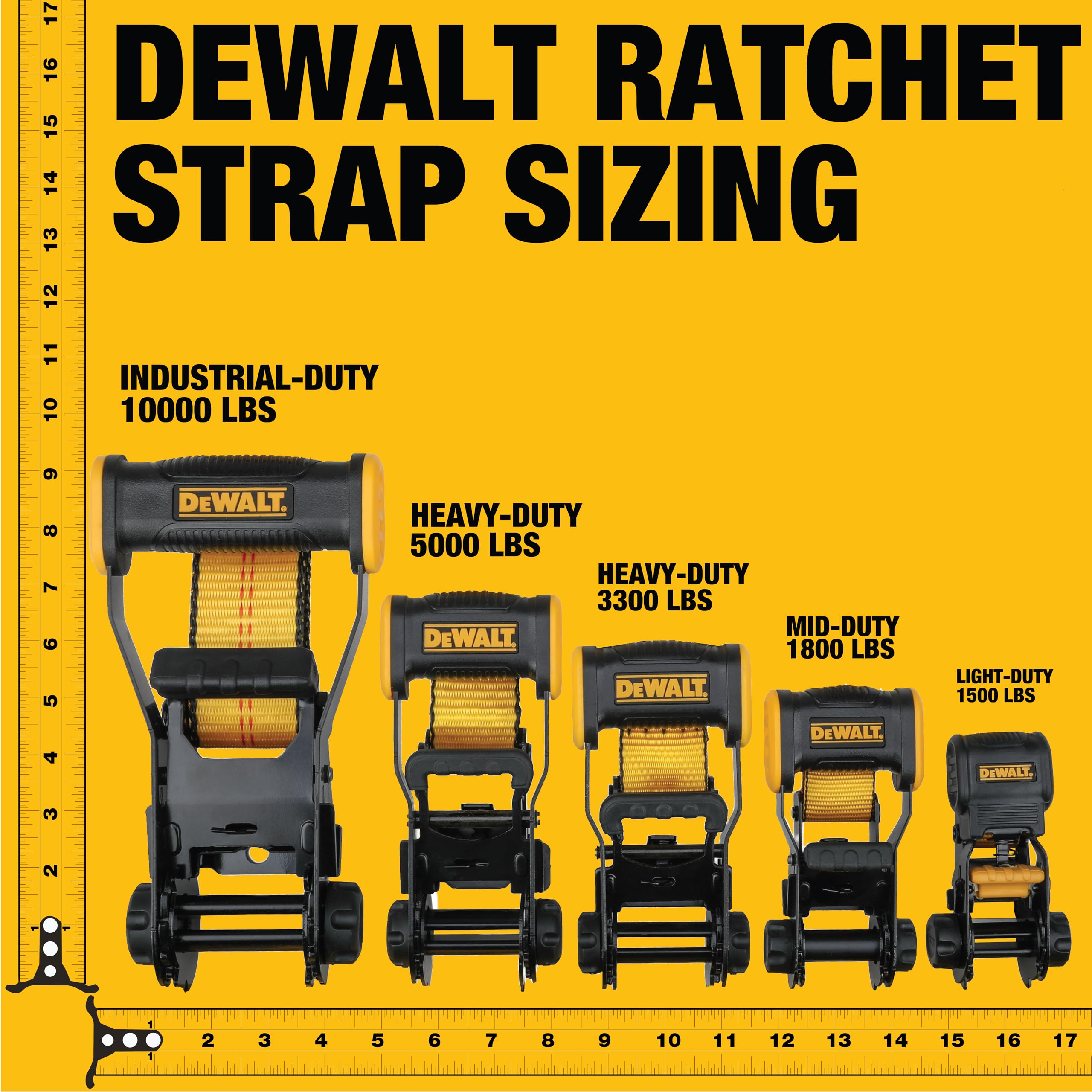 DEWALT DXBC50002 - Cinghie di fissaggio a cricchetto, 3,8 cm x 40,6 m, per carichi pesanti (resistenza alla rottura 2.268 kg), confezione da 2