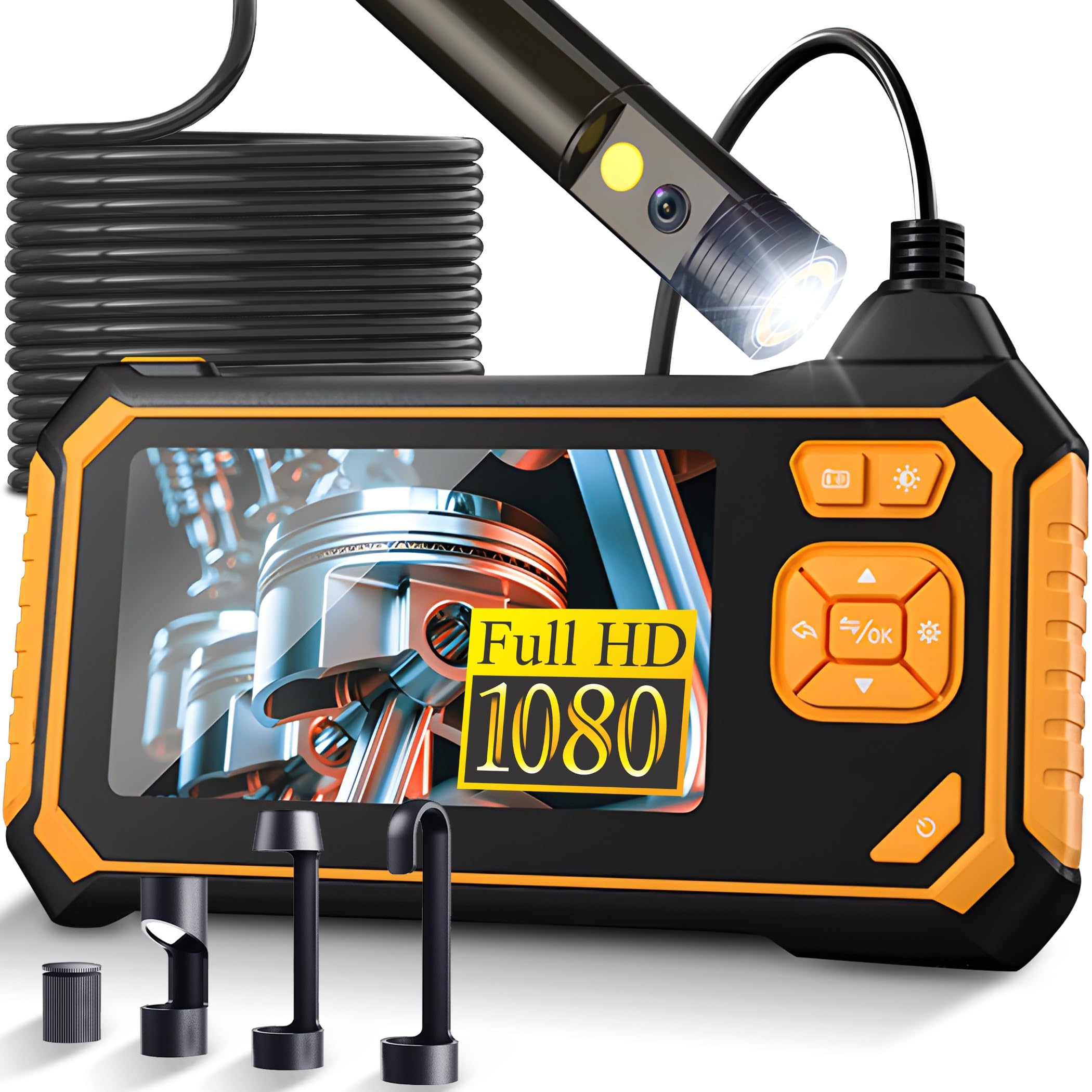 Retoo Endoscopio Cámara de Inspección Industrial Digital de alcantarilladoImpermeable IP67 4,3 Pulgadas Pantalla HD Cable De Serpiente Semirrígido De 3 M LED Sonda