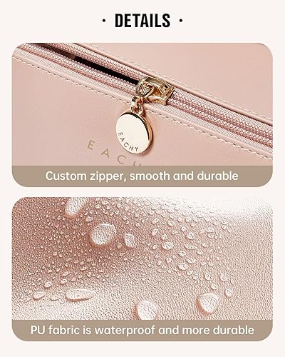 Miniatura 74 de EACHY - Bolsa de maquillaje de viaje, bolsa de cosméticos de gran capacidad para mujeres, portátil, impermeable, bolsa de aseo plana abierta