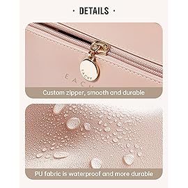EACHY Travel Makeup Bag,Large Capacity Cosmetic Bags for Women,Waterproof Portable Pouch Open Flat Toiletry Bag Make up Organizer with Divider and Handle, Gifts for Women (Pink, Medium)