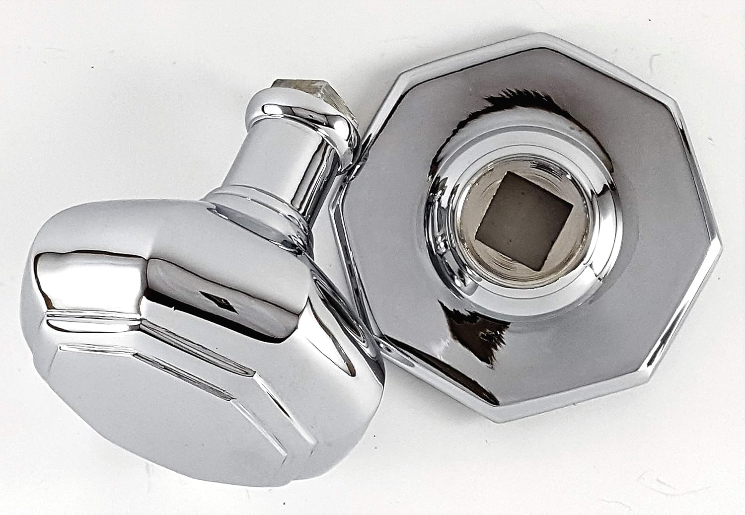 Infinity Decor Large Octagonal Centre Door Knob 80mm - Solid Brass Pull Handle in Polished Chrome for External Doors