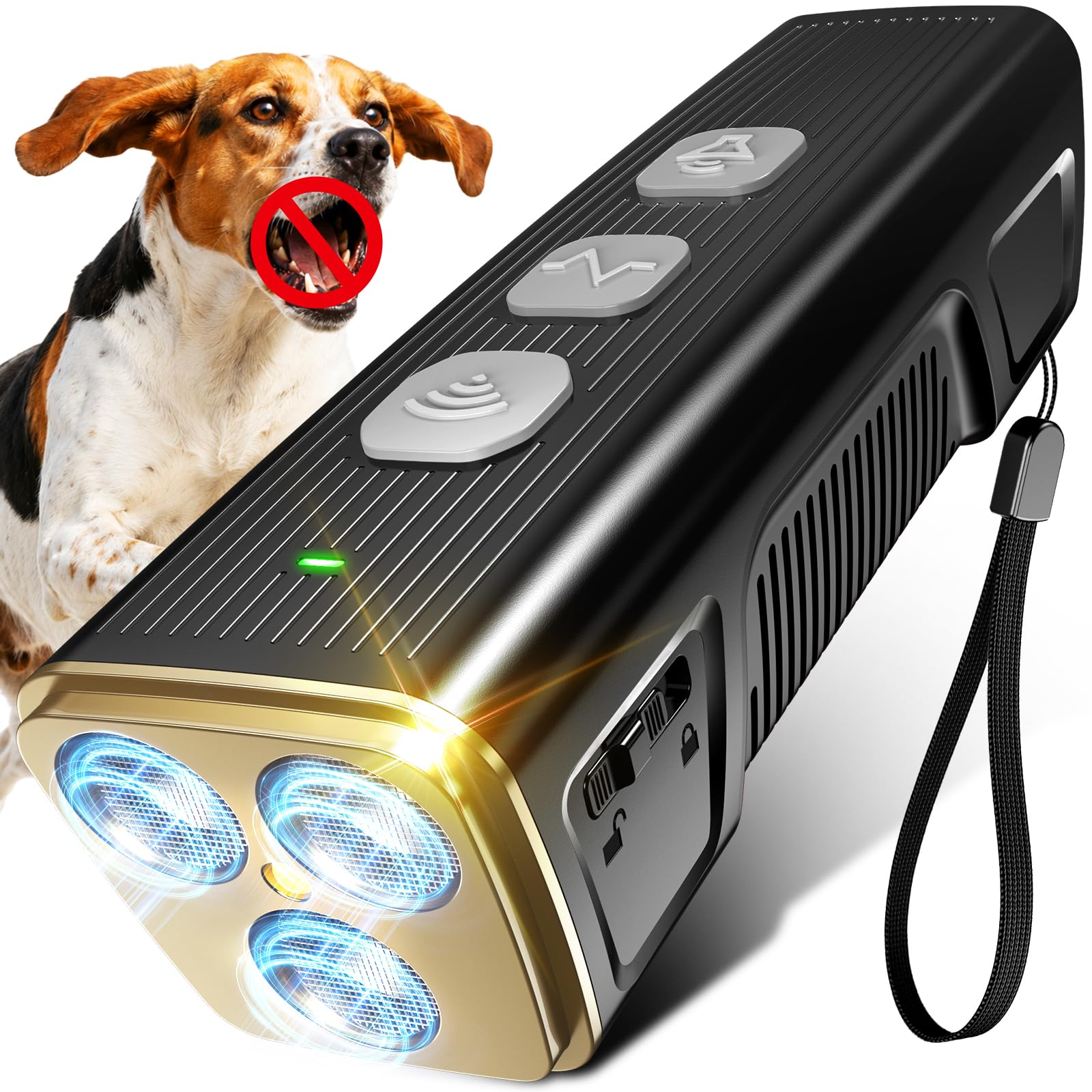 Dispositivos ultrasónicos de alto rendimiento para disuasión de ladridos de perro, dispositivo anti ladridos para perros, herramientas de entrenamiento humano para perros con linterna LED y
