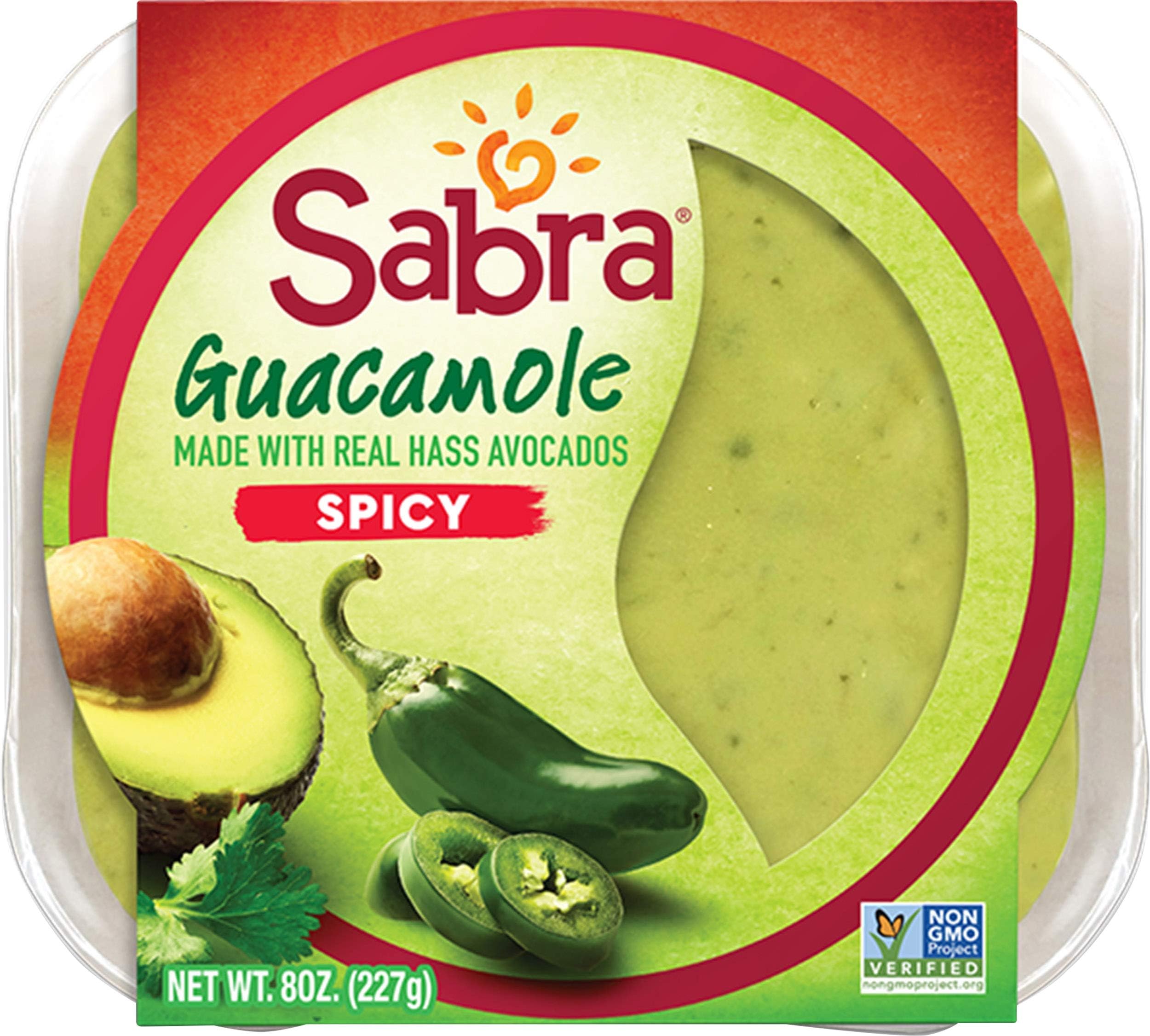 Sabra Spicy Guacamole, Great for Dipping, Snacking and Sharing, 8 Oz Tub