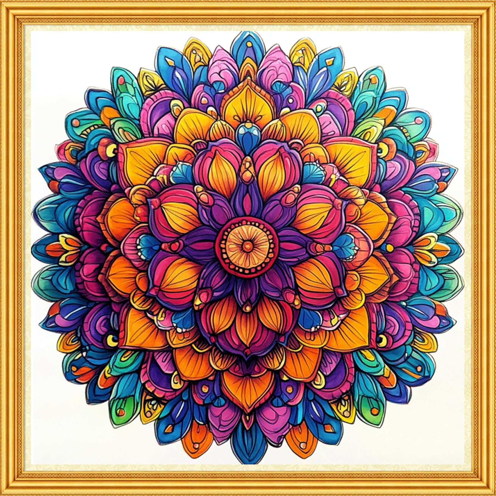Joyhoor Stamped Cross Stitch Kits for Beginners Needlepoint Kits for Adults Embroidery Kits 11CT Counted Cross Stitch Kits Printed Embroidery Pattern- Colorful Mandala 18x18 inch