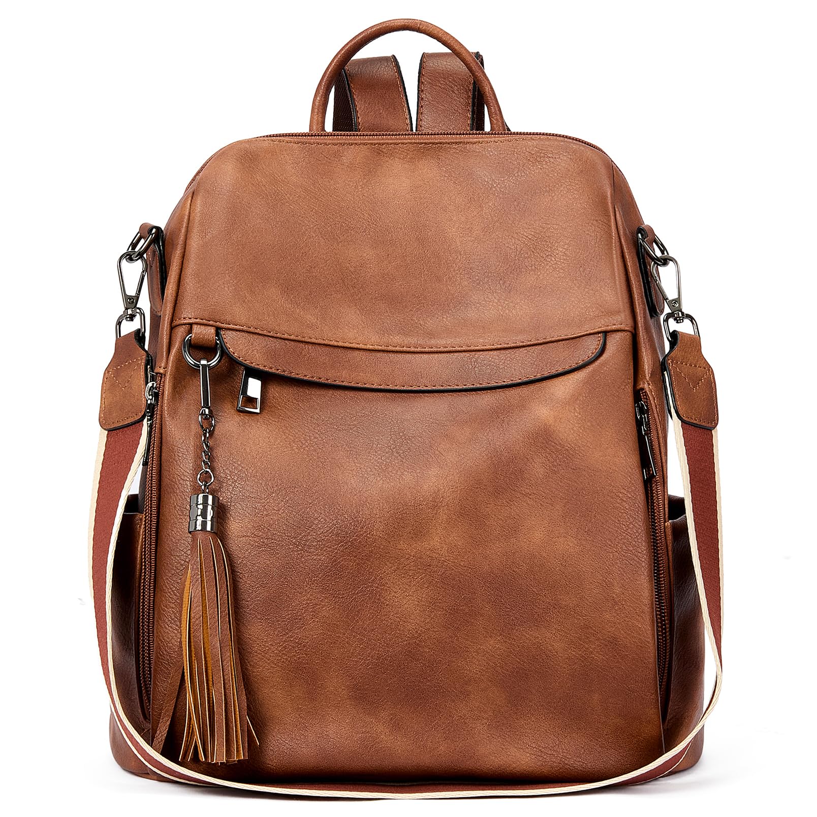 Telena Backpack Purse for Women, PU Leather Anti Theft Travel Purse Shoulder Bags with Tassel