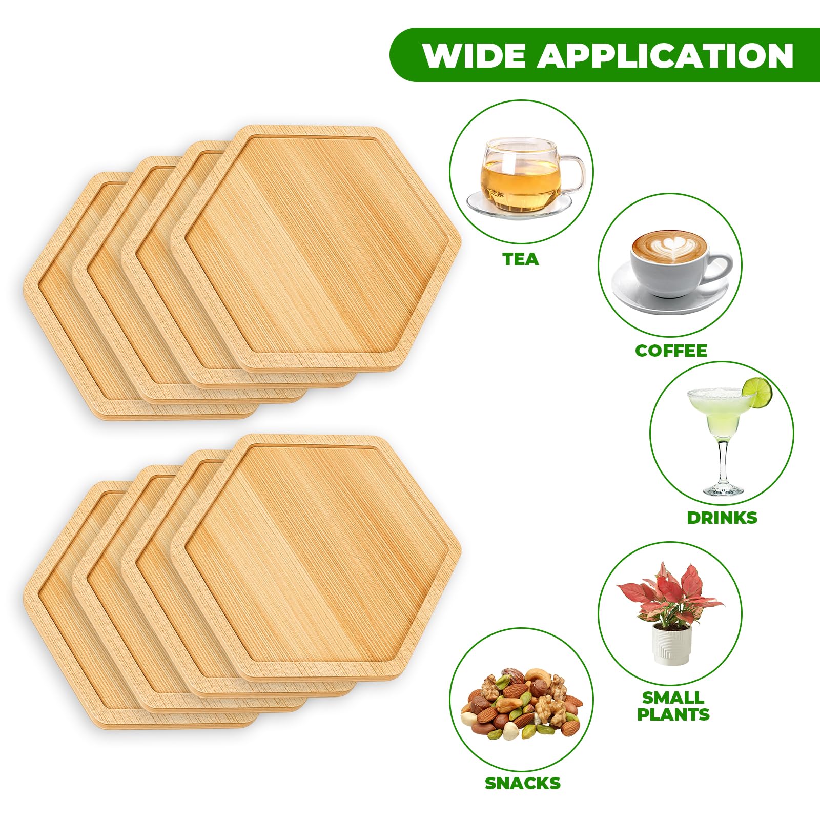 Posavasos de Bambú Hexagonales 8 Piezas para Manualidades