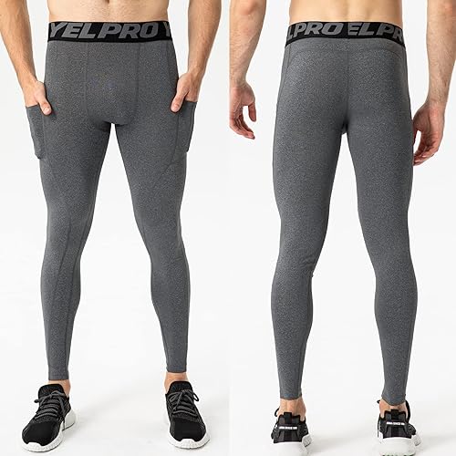 Miniatura 2 de SPVISE Paquete de 3 pantalones de compresión para hombre, mallas deportivas frescas y secas, leggings deportivos con capa base de bolsillo para