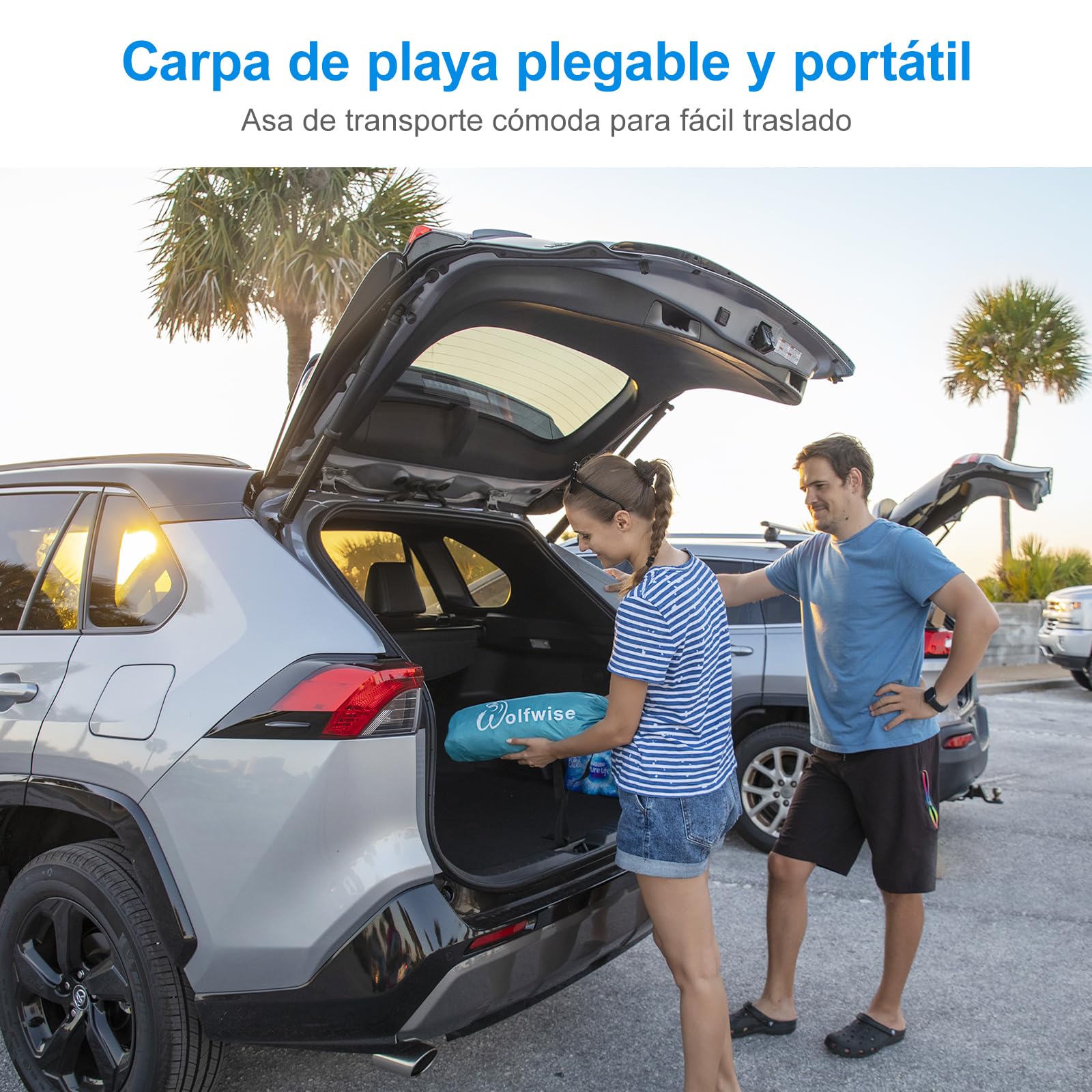 WolfWise Tienda de Playa Portátil para 3 Personas, Sombrilla UPF 50+, con Suelo Extensible