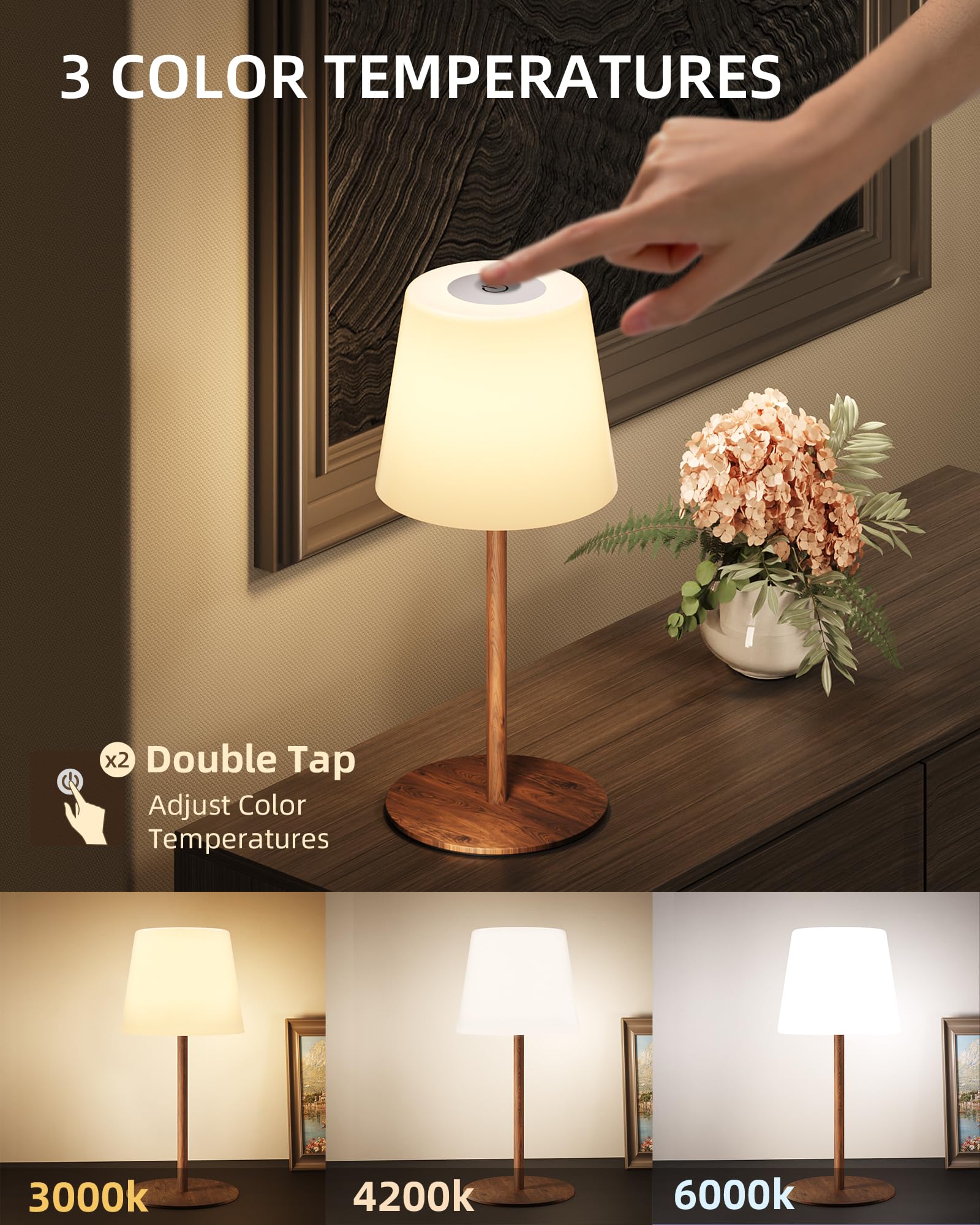 EZVALO Cordless Table Lamps Rechargeable, Portable Tunisia - View #2