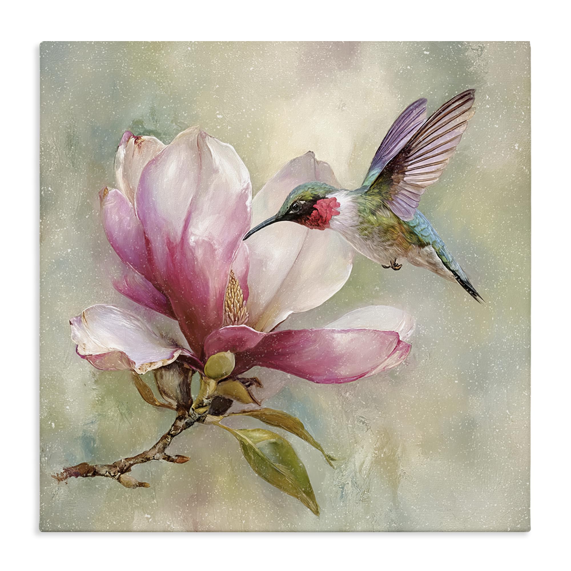 Stupell Industries Ruby Hummingbird Magnolia Blossom 'Magnolia Ruby Hummingbird', Canvas Art, 17 X 17 Inches, Easy To Hang And Sturdy, Made In Usa, By Tina Lecour