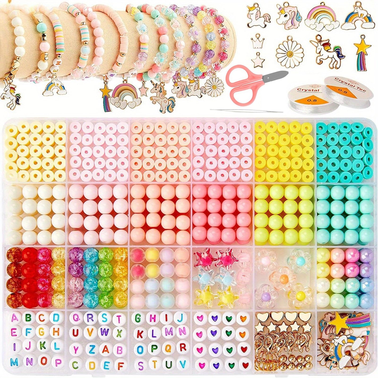 1319pcs DIY Kids Bracelet Beads Set,Pony Alphabet Pop Acrylic Handmade Colorful Beads for Making Arts Crafts Necklace Bracelet Rings Friendship Birthday Jewelry Gifts for Kids Teen Girls Ages 6+