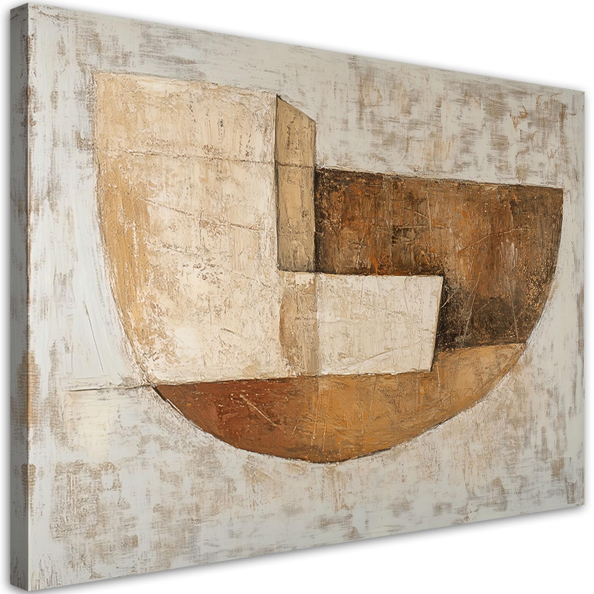 Feeby Quadro su Tela Non Tessuta - Stampa Su Tela - Beige astratto con oro - 120x80 cm - Decorazione Murale - Moderno Soggiorno - quadri moderni soggiorno - poster