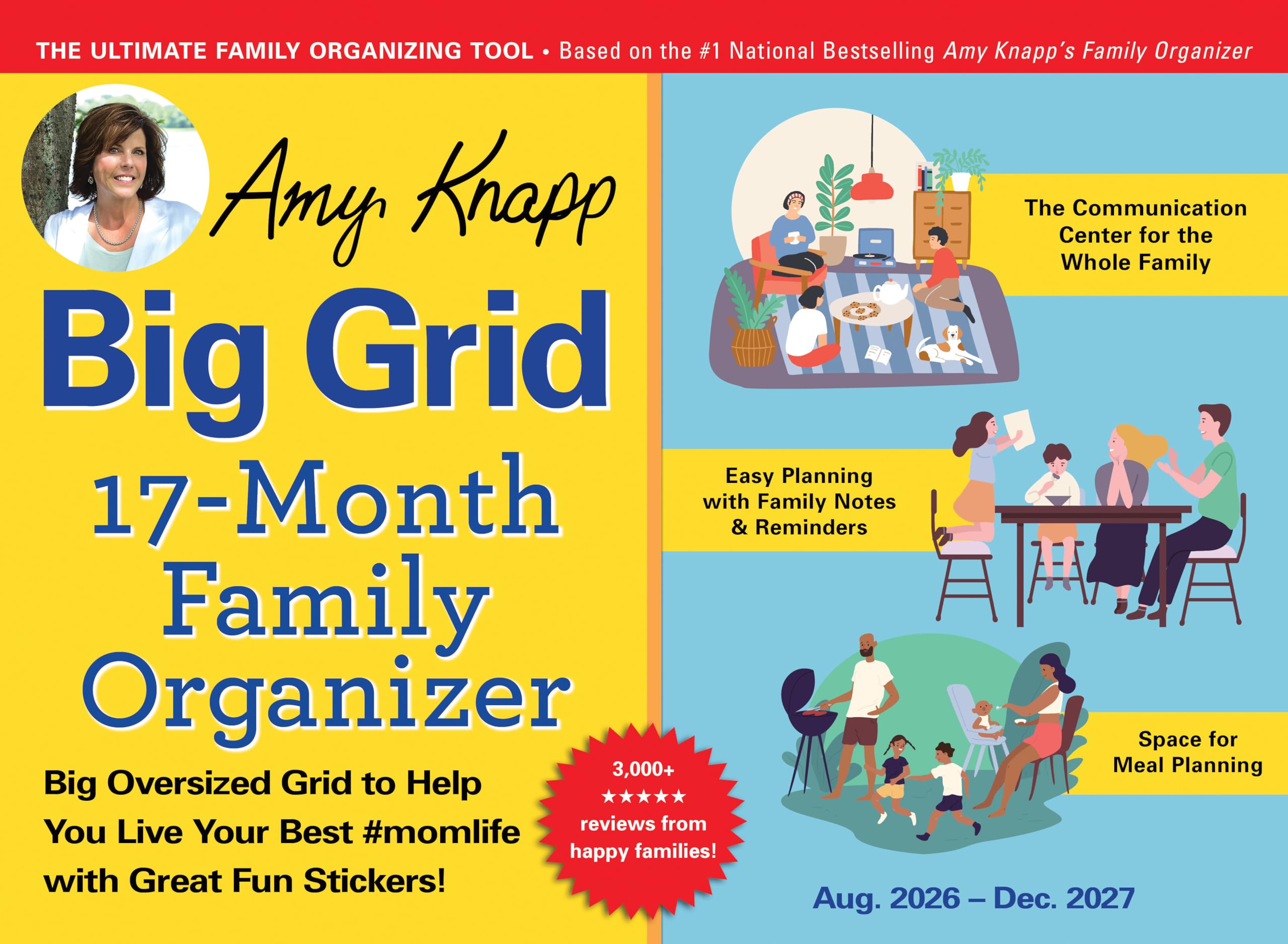 2027 Amy Knapp's Big Grid Family Organizer Wall Calendar: 17-Month Giant Fridge Calendar for Mom with 175+ Stickers (Hanging Family Plan Calendar, ...