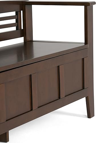 Miniatura 6 de Simpli Home Adams Banco para entrada con espacio de almacenamiento, Marrón (Rustic Brown) Castaño medio rústico,café envejecido natural rústico.