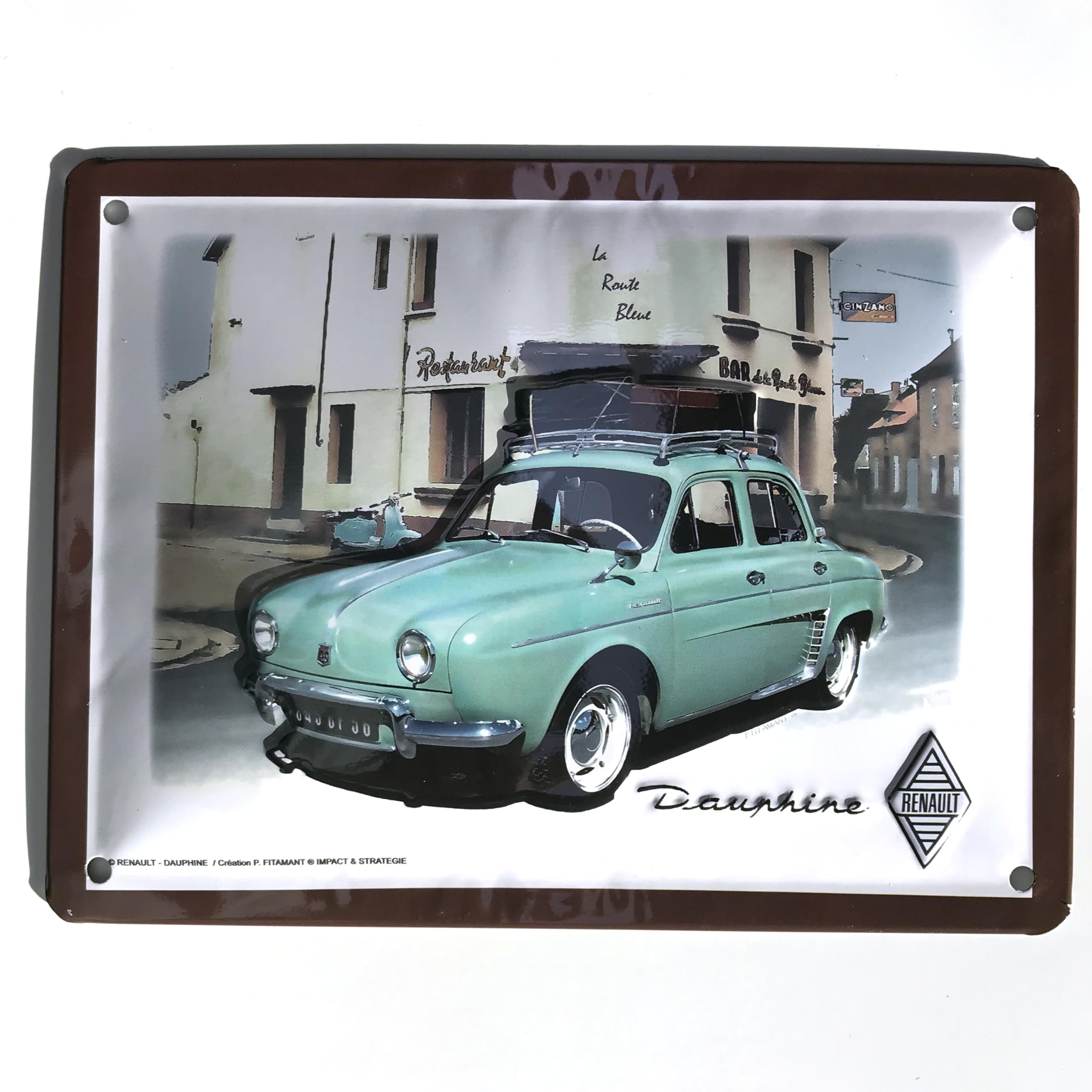 I&S/Les collections rétro Tłoczona metalowa tabliczka 30 x 20 cm Renault Renault Dauphine Garaż Produkt na oficjalnej licencji i/lub ekskluzywny design