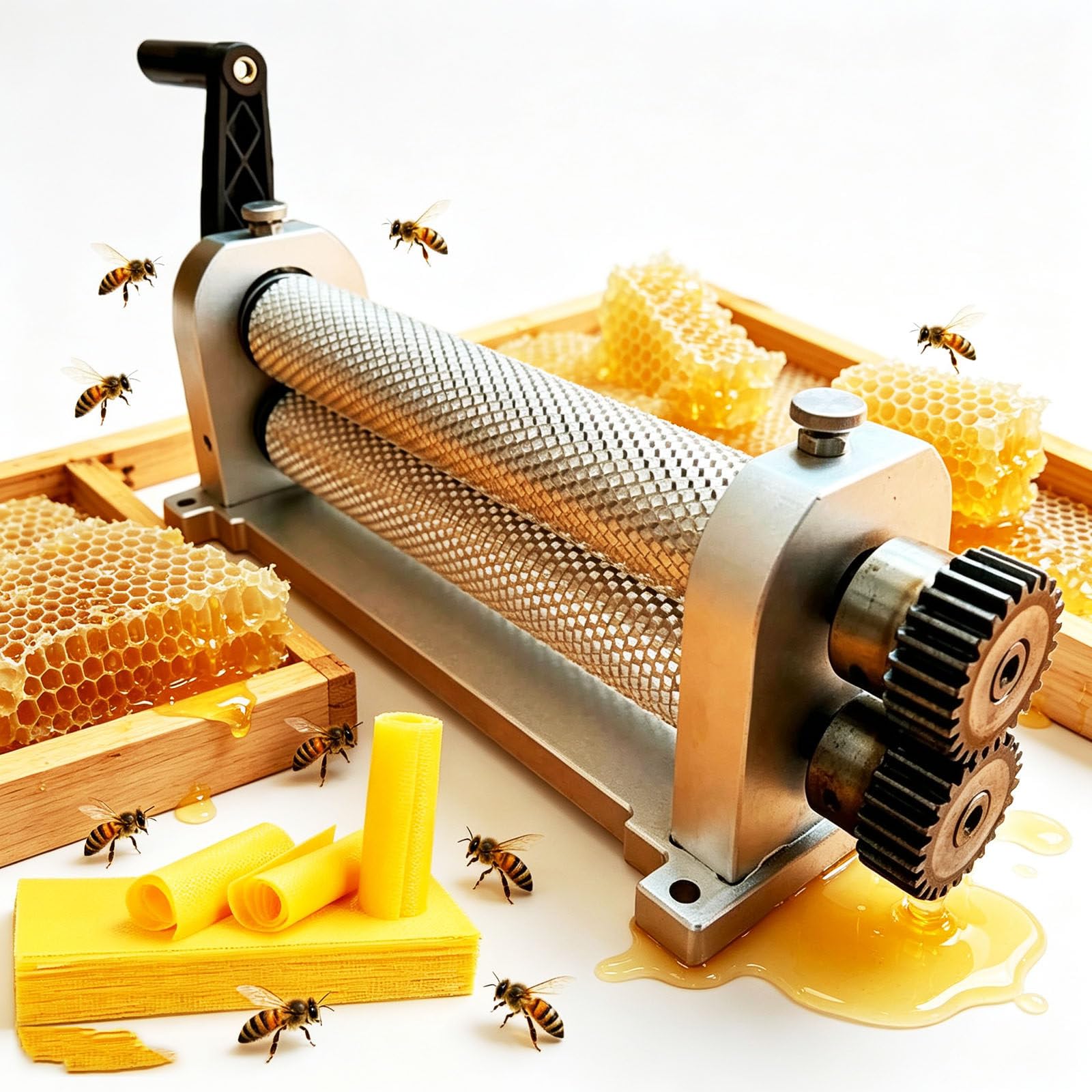 YANGYMM Manual Beeswax Comb Foundation Roller Mill Machine, Beeswax Foundation Machine 5.4MM