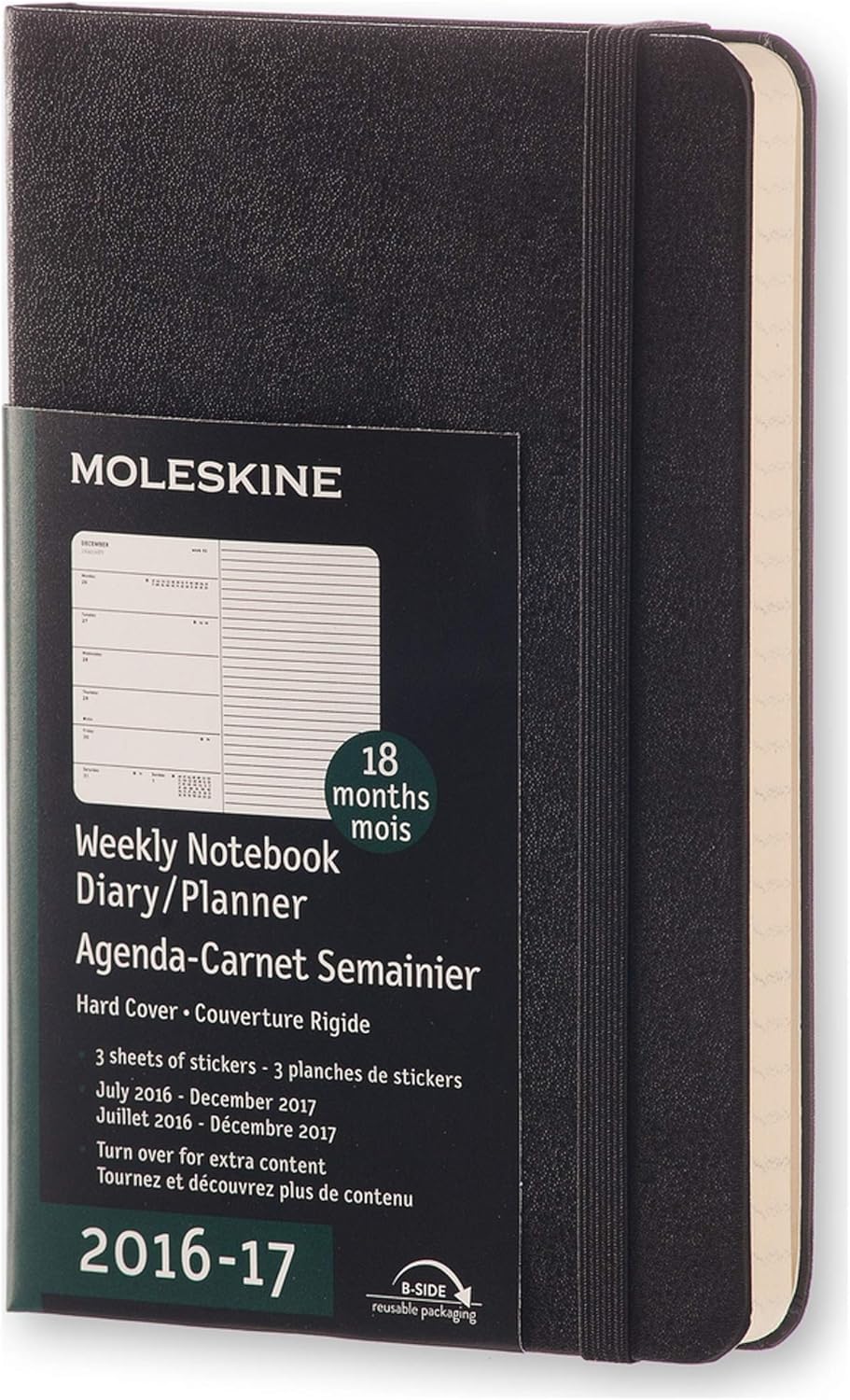 Moleskine DHB18WN2Y17 Agenda semanal 18 meses, pocket 9 x 14, color