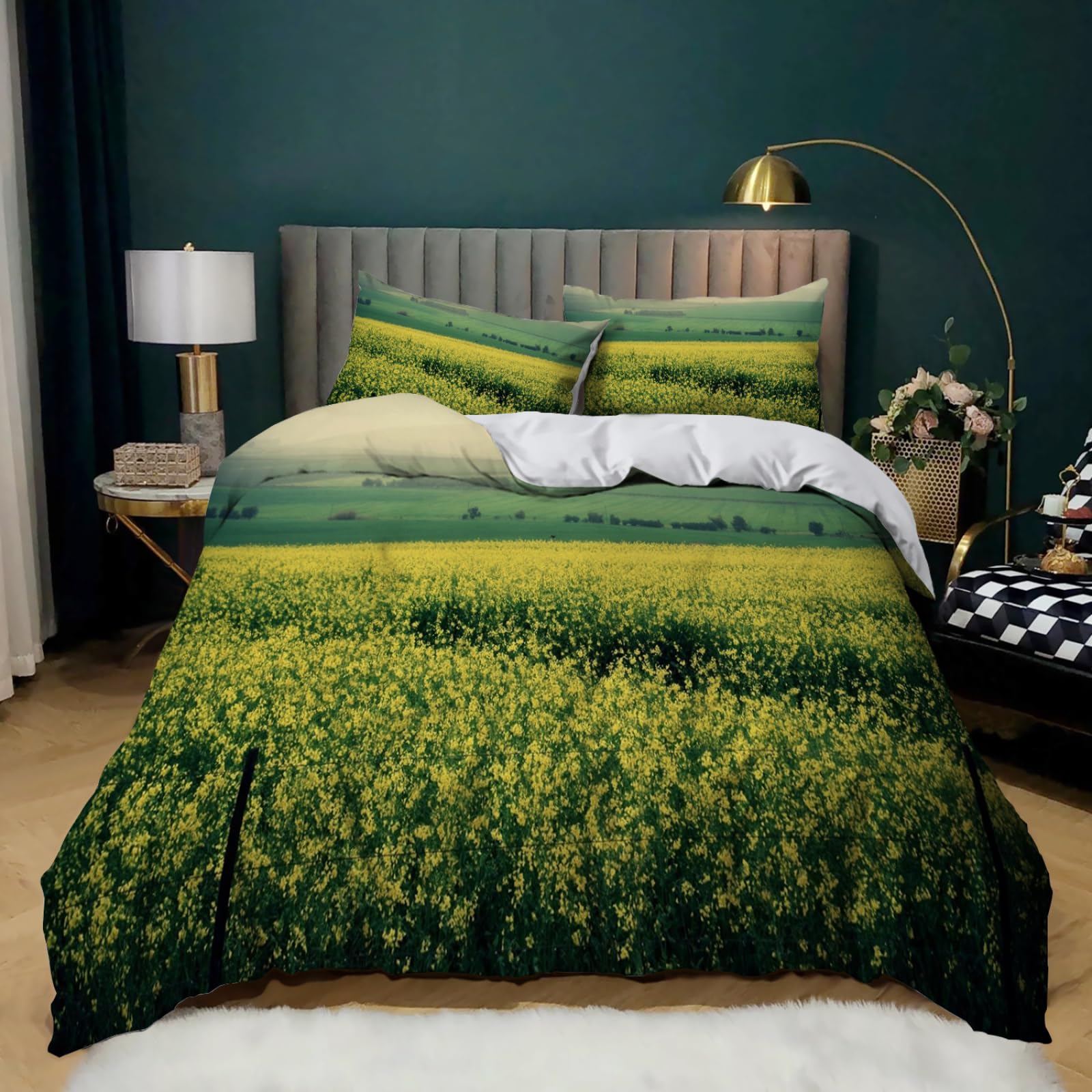 Copripiumino 200X200 Giardino Parure Copripiumino Matrimoniale Stampa Copripiumino Una Piazza E Mezza Ragazza,In Microfibra, Con 2 Federa(50X75Cm)