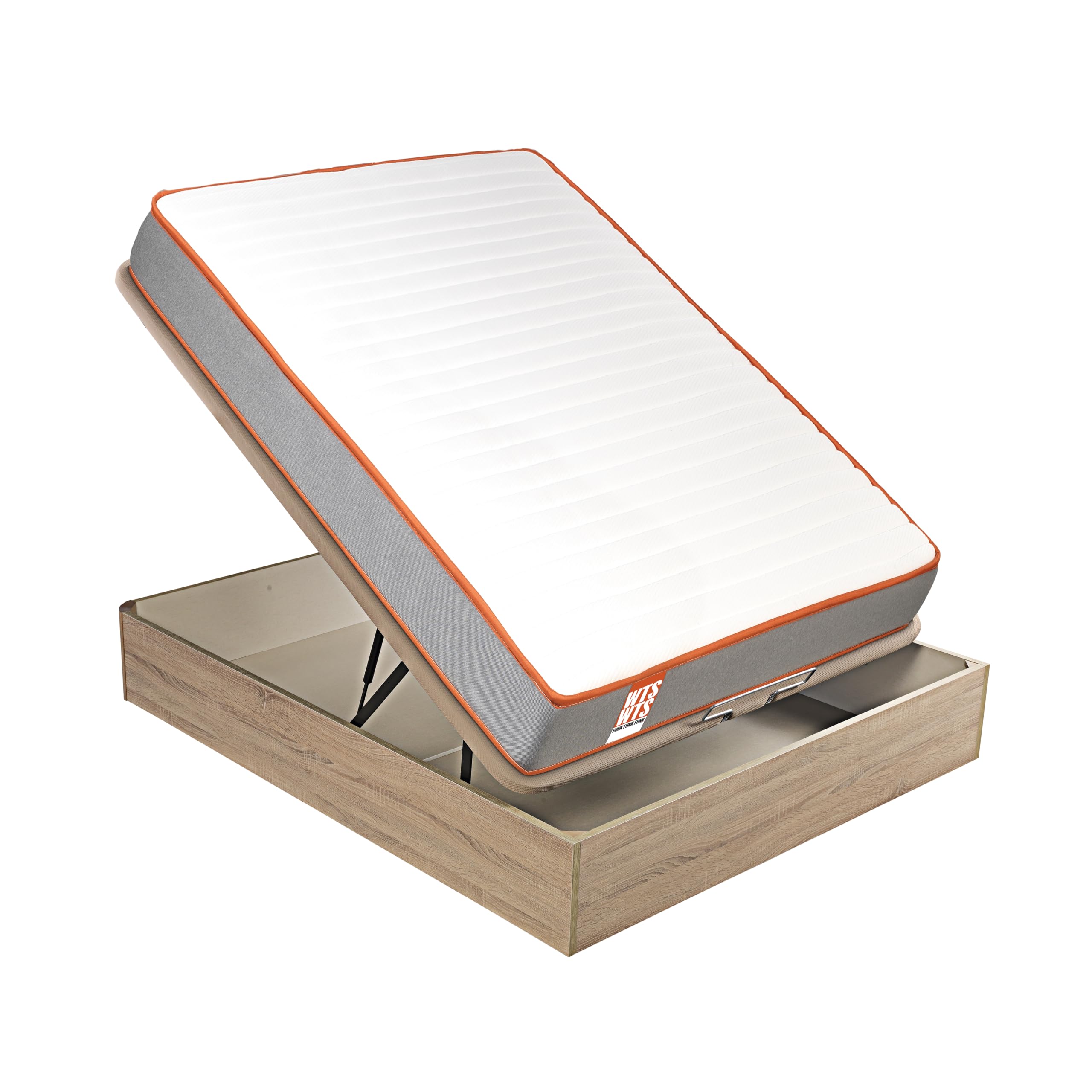 What The Sleep | Colchón Sostenible Premium Híbrido Muelles Ensacados-Visco 24cm y Canapé Abatible Natural | Entrega, Montaje en Domicilio y Retirada Usado Incluida | 90x190 | Pack Descanso Funk