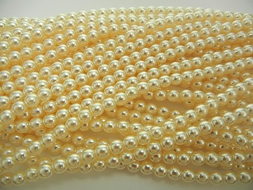 Perlas de imitación de cristal redondas checas, 600 piezas (4 x 150 piezas) de perla crema de 0.118 in