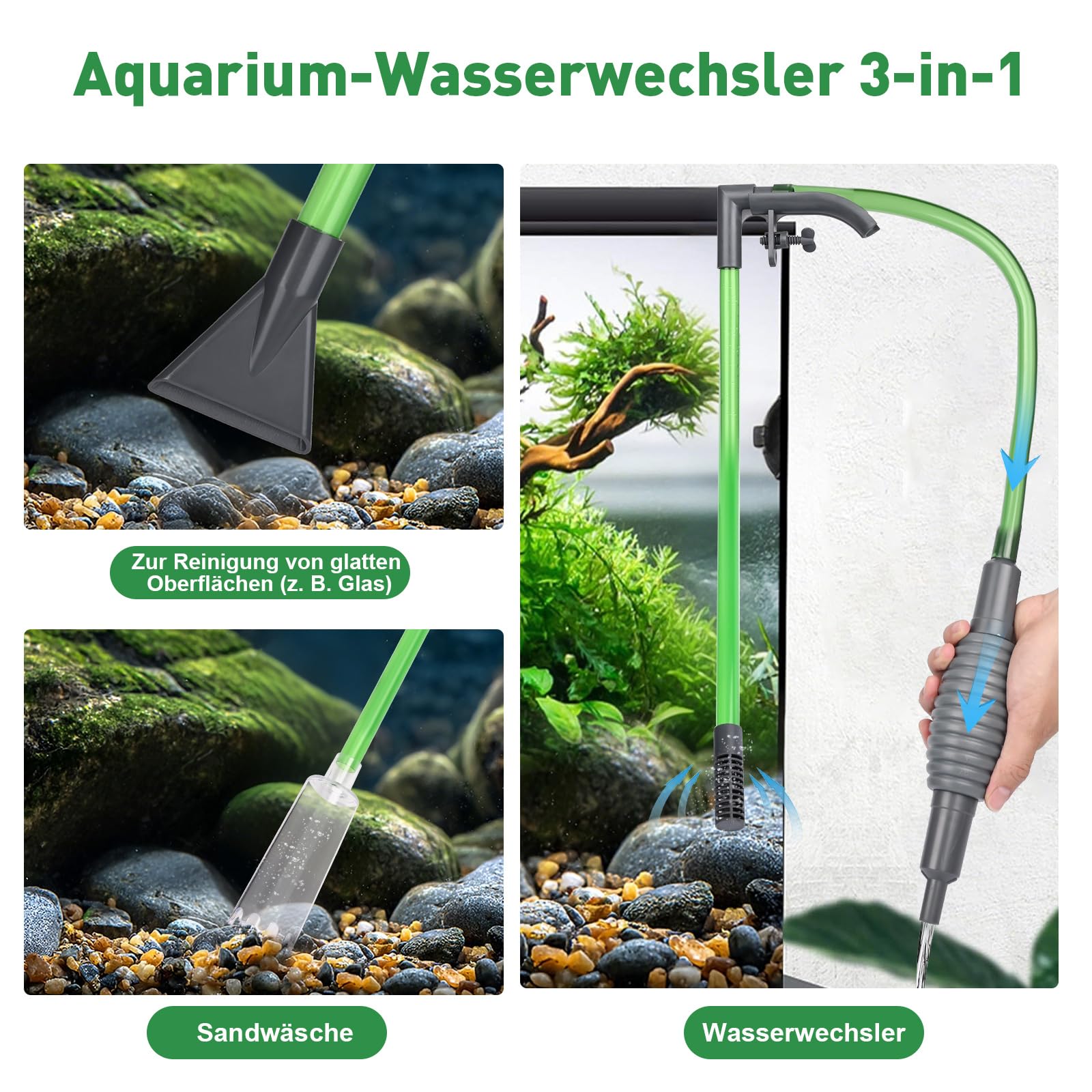 GuKKK Aquarium Wasserwechsler, Mulmsauger Aquarium, Handbetriebener Aquarium Reiniger, Reinigung Sand Filter Fisch Tank Kiesfilter, Aquarium Filter für Wasserwechsel und Filter Sandreinigung
