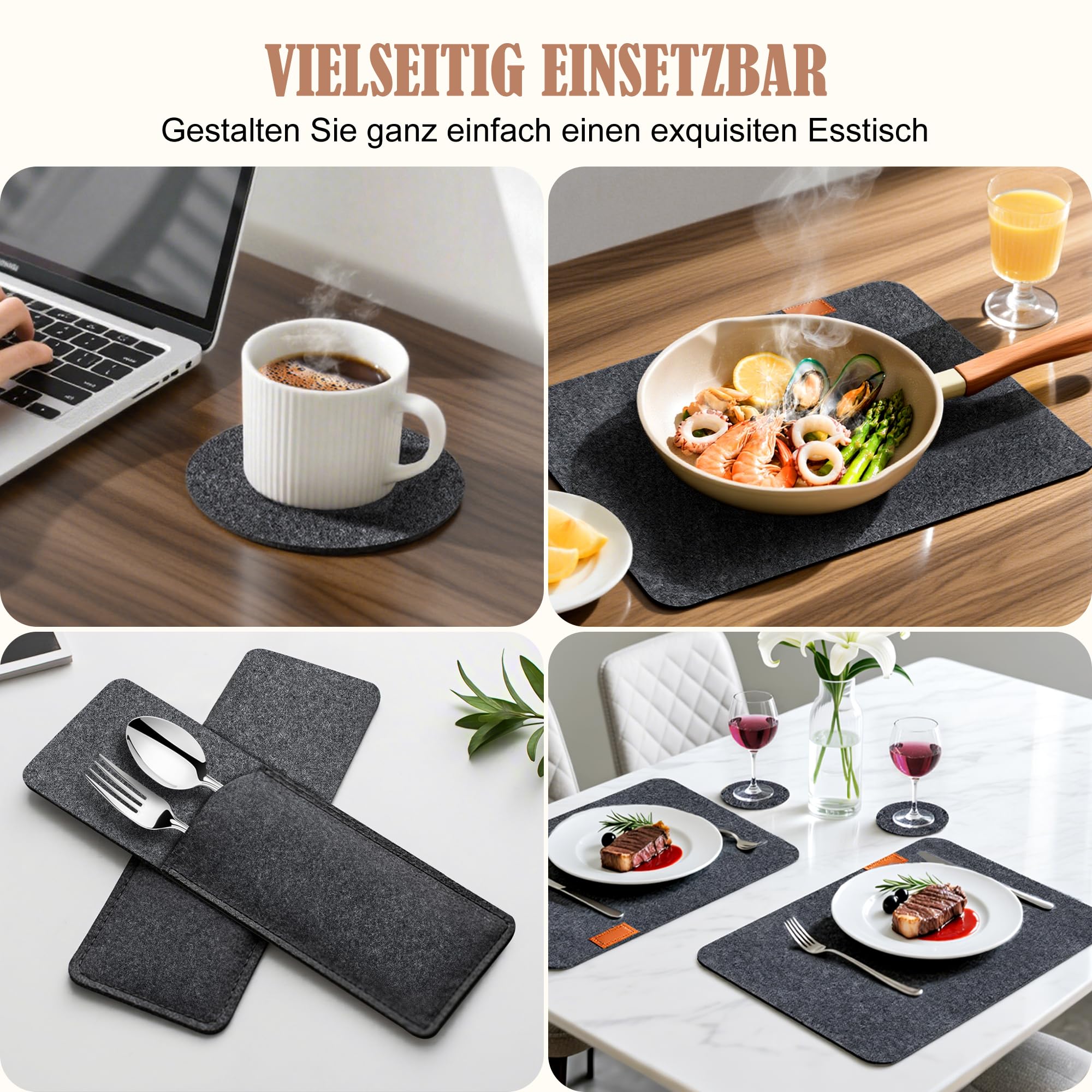 vonsera Platzsets Filz Abwaschbar – Bild 7