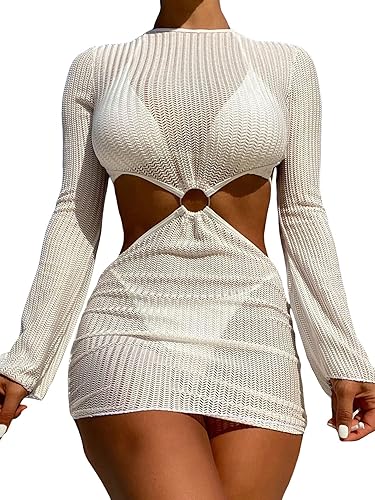 MakeMeChic Traje de baño de 3 piezas para mujer con lazo en la espalda halter triangular tanga bikini conjunto con vestido de salida de baño