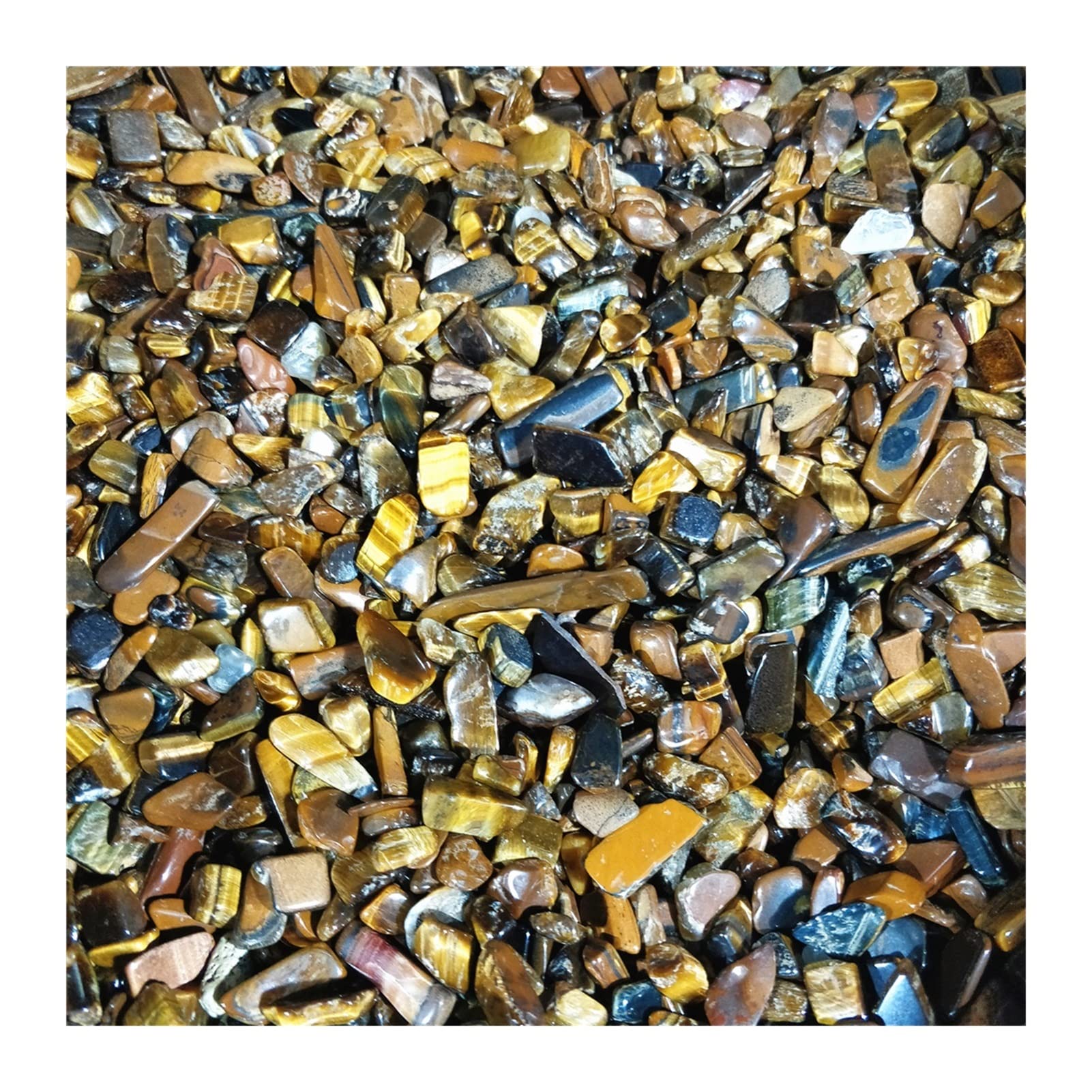 Grava de Cristal de Ojo de Tigre Amarillo Natural, espécimen de for Acuario, Decora con Buen Gusto, Piedras rodadas de Ojo de Tigre en decoración a Granel MZOGODWI (Size : 500g)