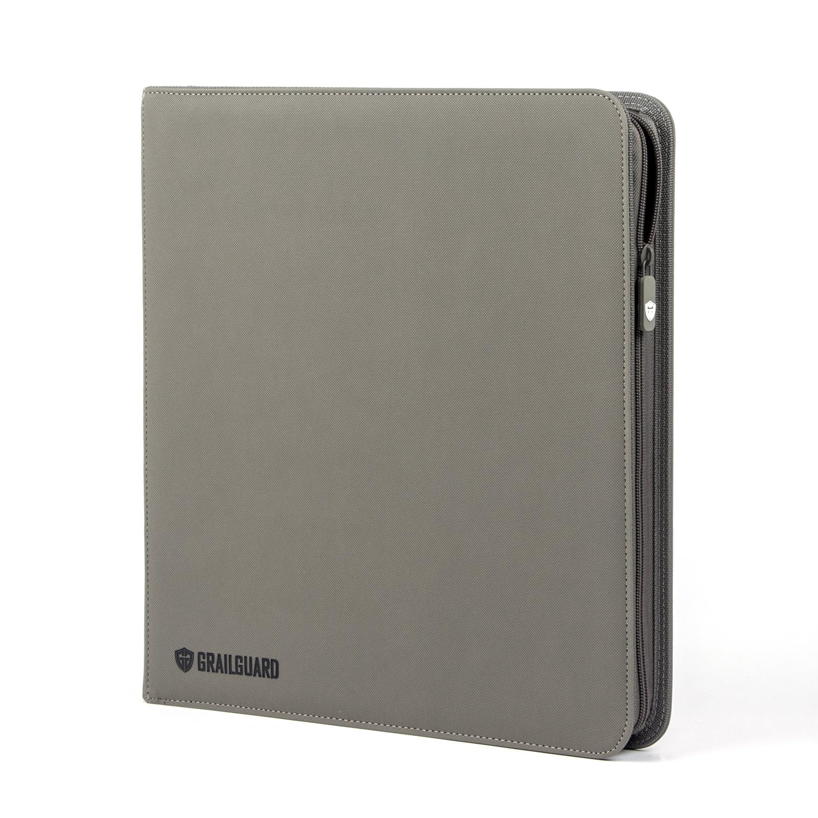 Grail Guard 12 Pocket Premium ZIP Trading Card Binder – High Capacity 480 - Card Album, Acid-Free PU Faux Leather, Zip Closure (Gunmetal Grey)