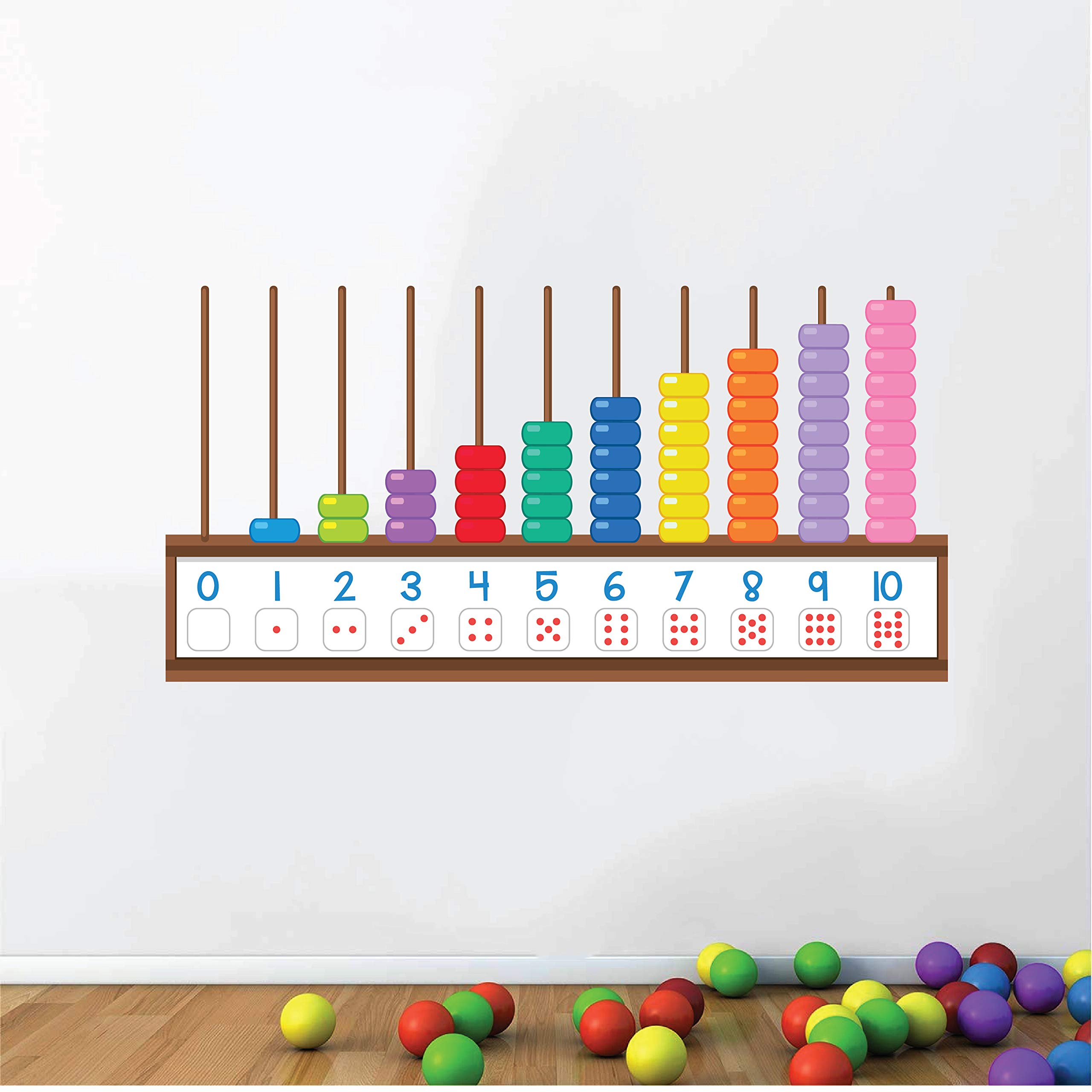woopme Wall Stickers Kids Learning Numbers Abacus School Nursery Bedroom Home Hall Vinyl Printed Multicolored Decals L X H 50 X 20 Cms-image-1