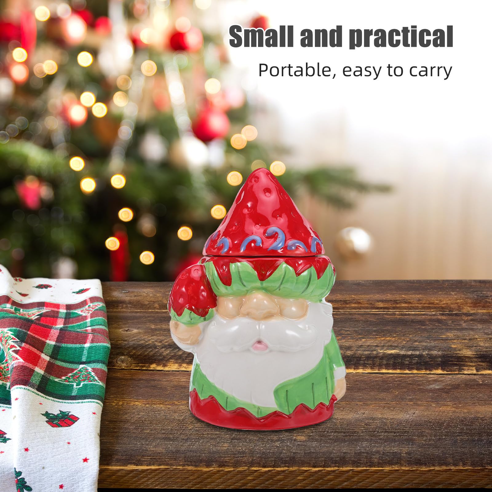 Uonlytech Pot à biscuits Père Noël : boîte à bonbons en céramique de Noël - boîte à biscuits avec couvercle - support à collation de - bol à friandises en porcelaine avec couvercle pour