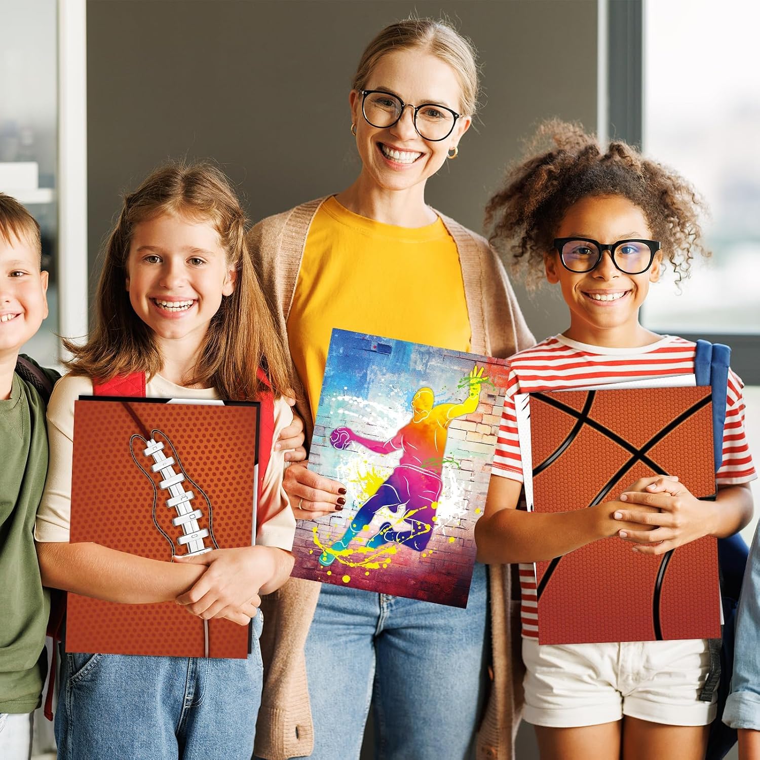 Naozinebi Sport Pocket Folders Basketball Football Sports File Folder Back to School Supplies Pocket Folder Sport Theme File Folder for Teachers Students School Office 12 Count 8.6 x 11.8inch