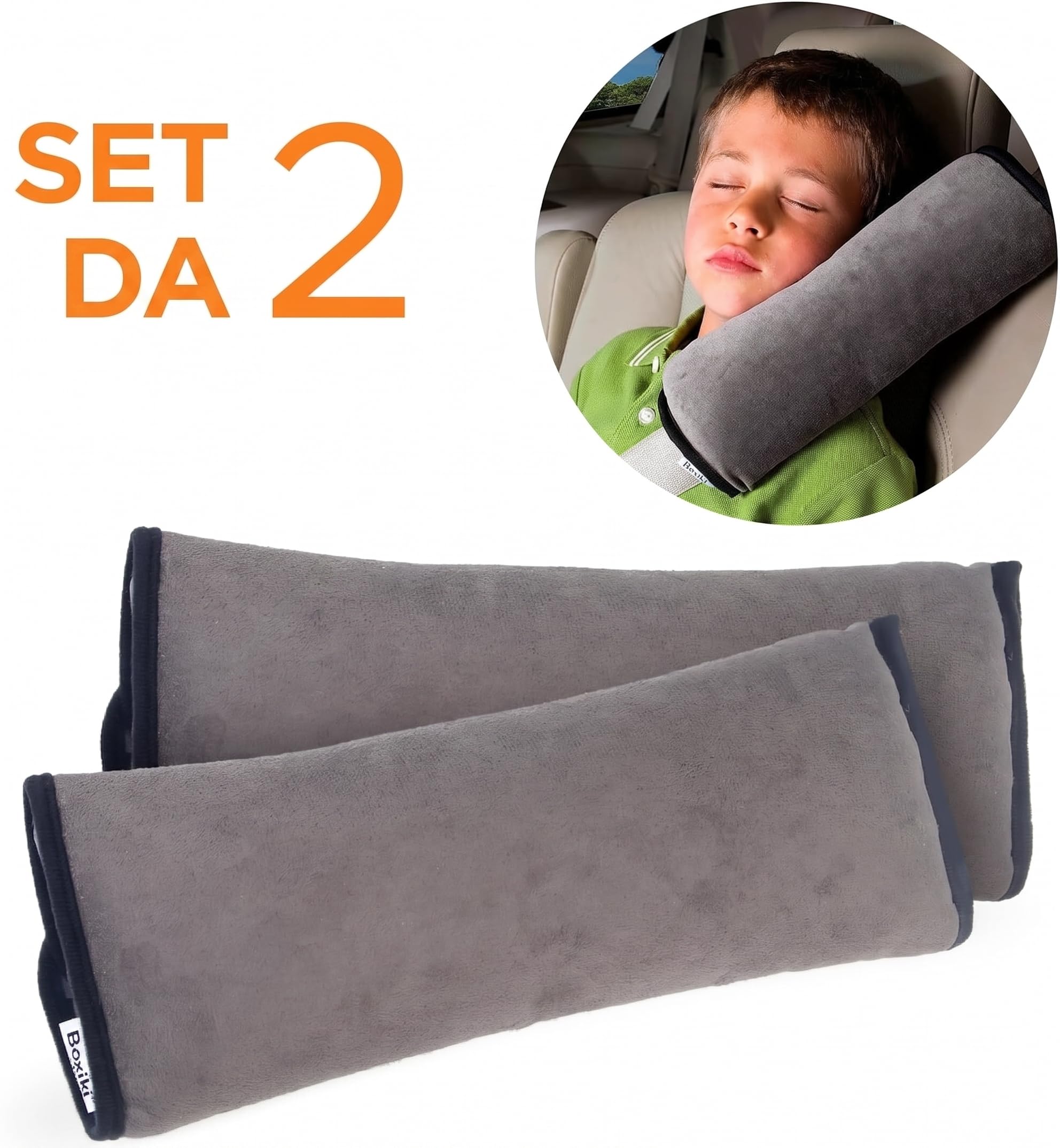 Boxiki Travel Copri Cintura di Sicurezza Auto per Bambini e Adulti Guida più Confortevole, Set di 2 Protezione Cintura Auto Bambiniper evitare che il tuo bambino si Sfreghi e Imbrachi