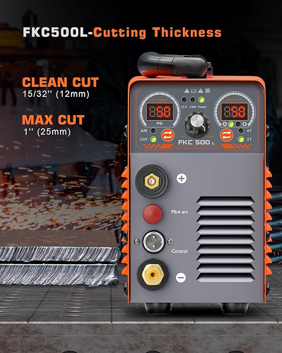 FEIFANKE 230V 50A Plasma Cutter Non Contact Low Frequency IGBT 2T/4T Cutting Torch with Blow Back for Cutting Stainless Steel Aluminium and Copper Maximum Cutting Thickness 25mm