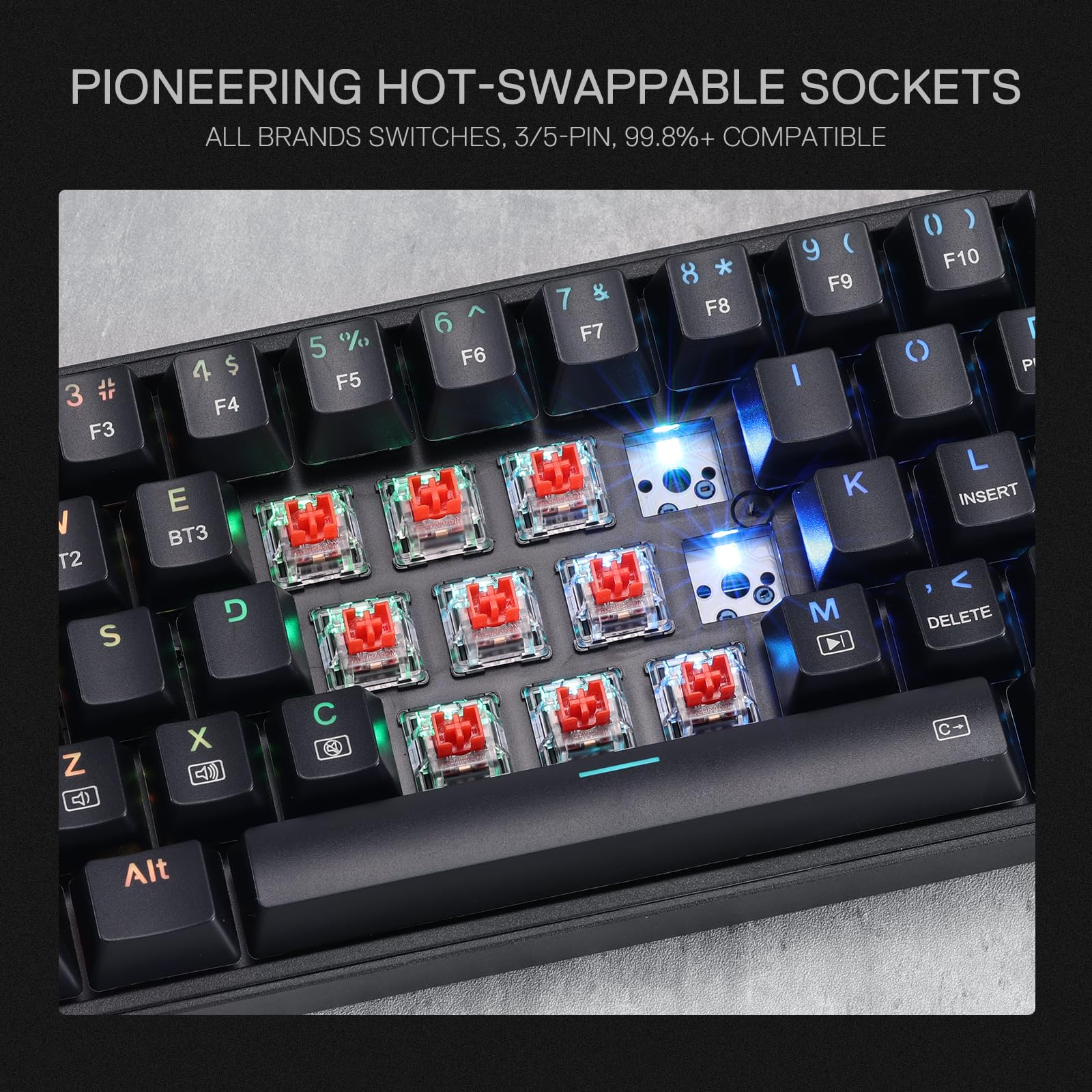Redragon BS136 Gaming-Tastatur- und -Maus-Kombination, 75% K628 Tri-Mode-kabellose mechanische RGB-Tastatur und 8000-DPI-Maus-Paket