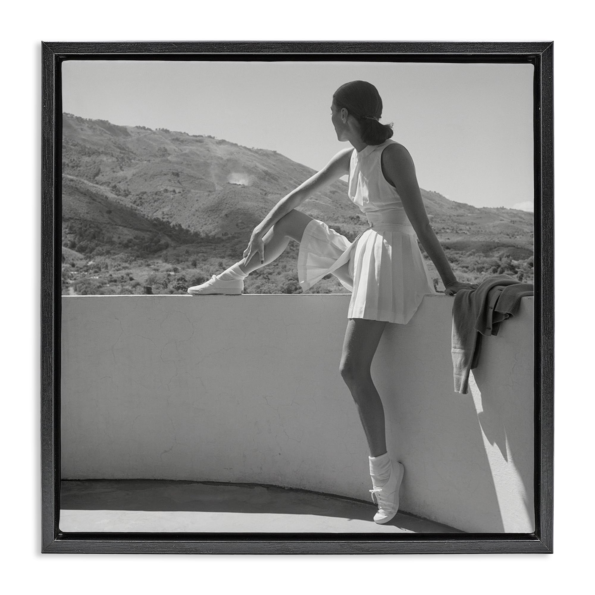 Stupell Industries Jet Black (Matte) Serene Mountain Tennis Portrait, 24 X 24 Inch Canvas In Floater Frame