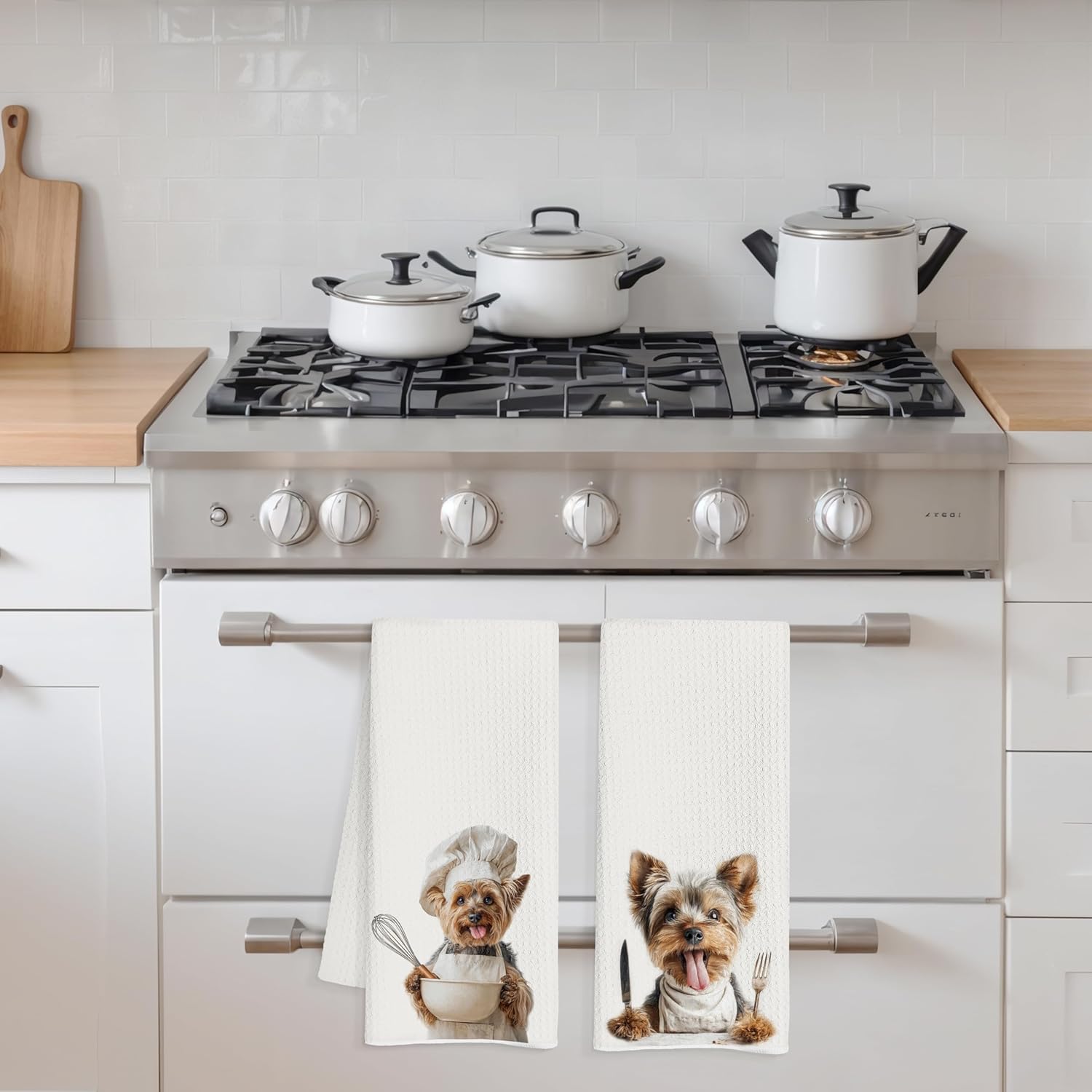 Yorkshire Gifts Kitchen Towels Set of 2, Yorkshire Terrier Dish Tea Hand Towels, Funny Kitchen Decor, Yorkie Decor, Yorkie Gifts for Women, 16x24 Inch - Image 5