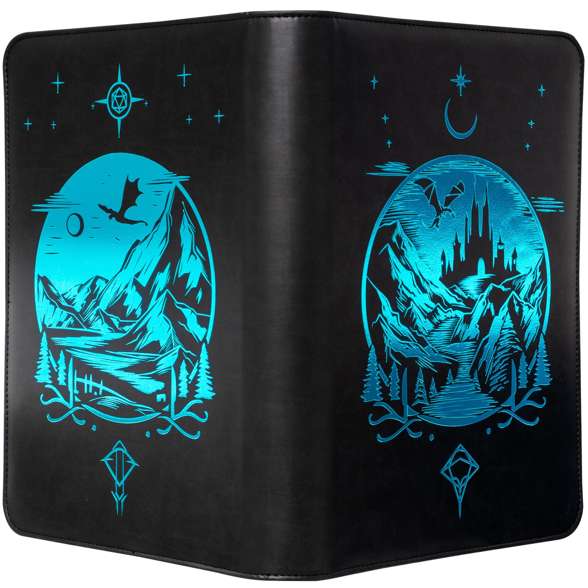 Celestial Moonlit Castle Card Binder – Fantasy 9 Pocket Ringless Trading Binder for MTG and TCG Cards – Metal Foil PU-Leather – 432 Side-Loading Pockets – Perfect Storage Holder for Card Collections