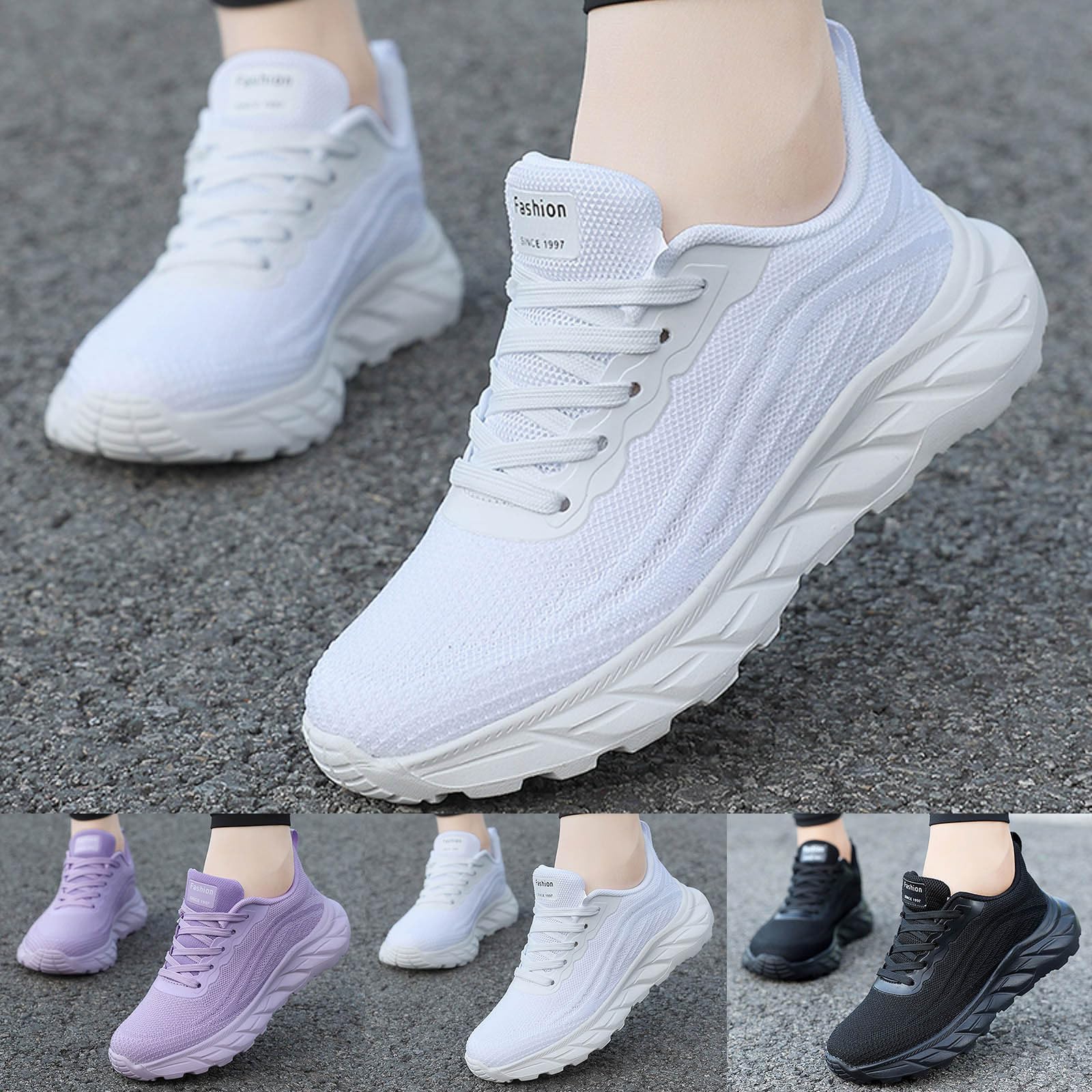 Zapatillas deportivas para mujer, ligeras, transpirables, cómodas, antideslizantes, para correr, atléticas, para el tiempo libre, con suela plana, para senderismo, entrenamiento, con cordones