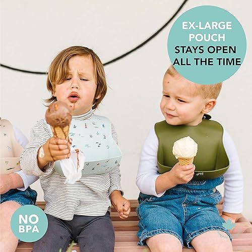 Miniatura 33 de Loulou Lollipop - Babero de silicona suave y resistente al agua para bebés y niños pequeños de 3 a 36 meses, fácil de limpiar, ajustable y agarra