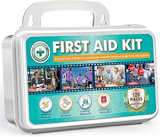 General Medi 120 Pieces Hardcase First Aid Kit - Includes Instant Cold Pack, Emergency Blanket for Travel, Home, Office, Vehicle, Camping, Workplace & Outdoor