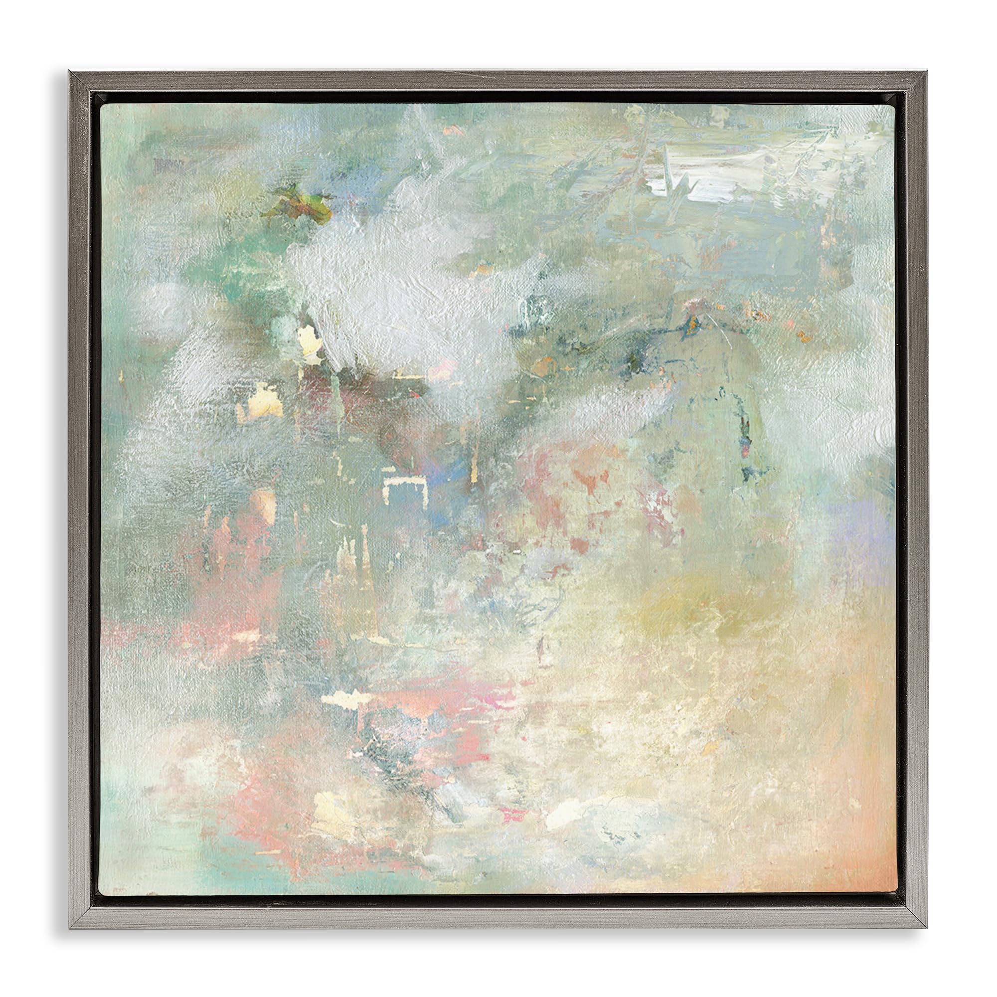 Stupell Industries Luster Gray (Matte) 'Ethereal Brushstroke Harmony'| Floating Frame Canvas Art